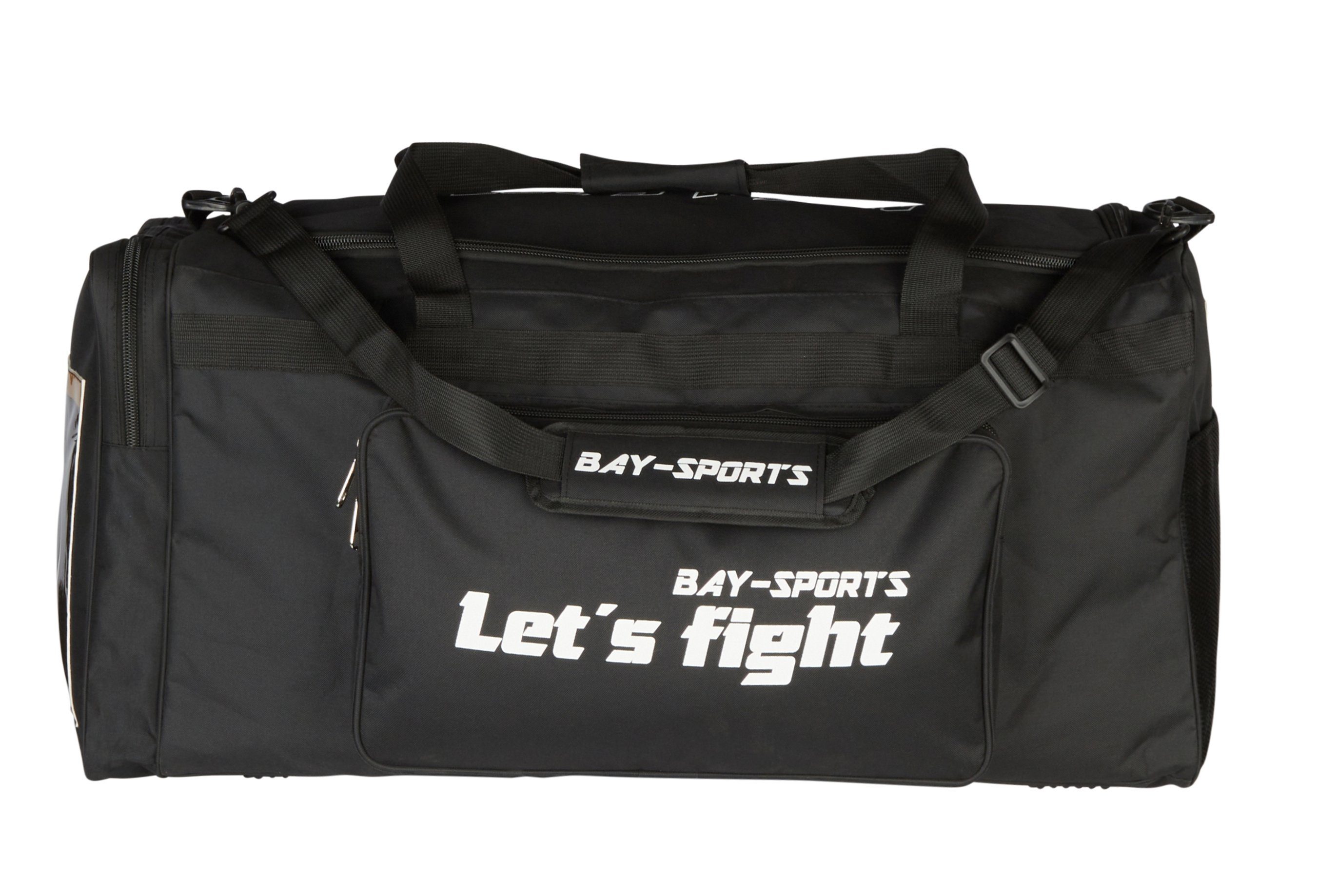 BAY-Sports Sporttasche Let´s Fight Trainingstasche Sport groß Boxen Kampfsport Kickboxen MMA (Nylon wasserabweisend, Gold Emblem), 80 cm, 100 Liter, Präge Logo Embossed, XXL, Muay Thai, Fighting Wear