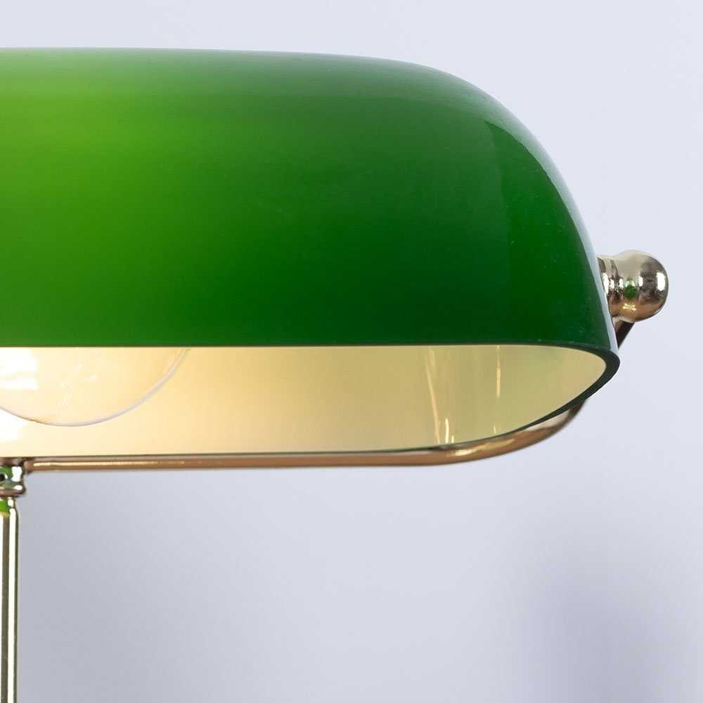 Schreibtisch Beleuchtung Banker etc-shop grün Tischleuchte, Lese LED Leuchtmittel Schalter Lampe LED Metall inklusive, Warmweiß,