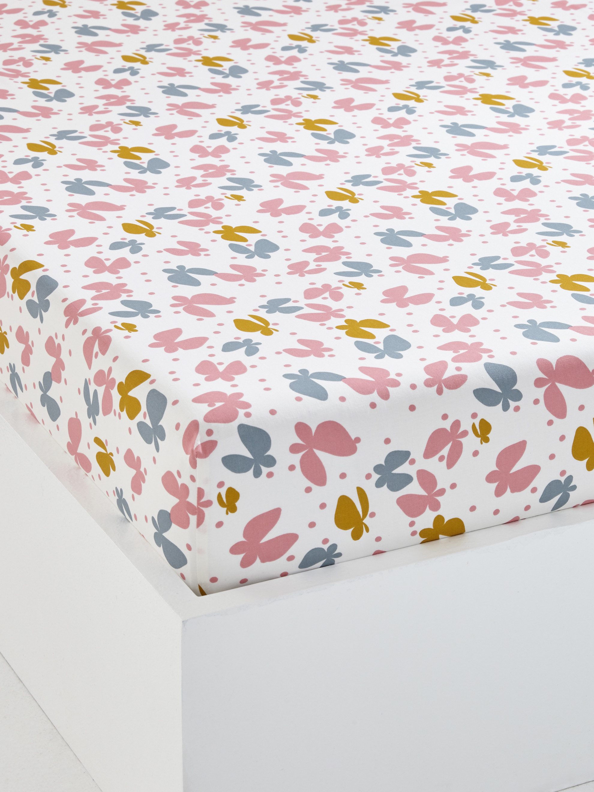 vertbaudet Spannbettlaken Kinder Spannbettlaken SCHMETTERLINGE, Baumwolle günstig online kaufen