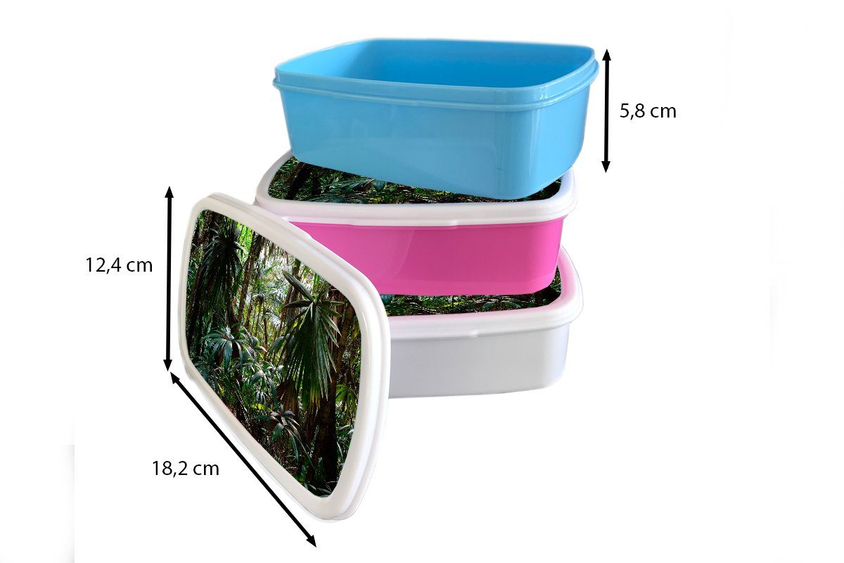 Brotdose, für Kunststoff, und Regenwald, für Mädchen Lunchbox Brotbox im MuchoWow Pflanzen Erwachsene, weiß Jungs Kinder und (2-tlg),
