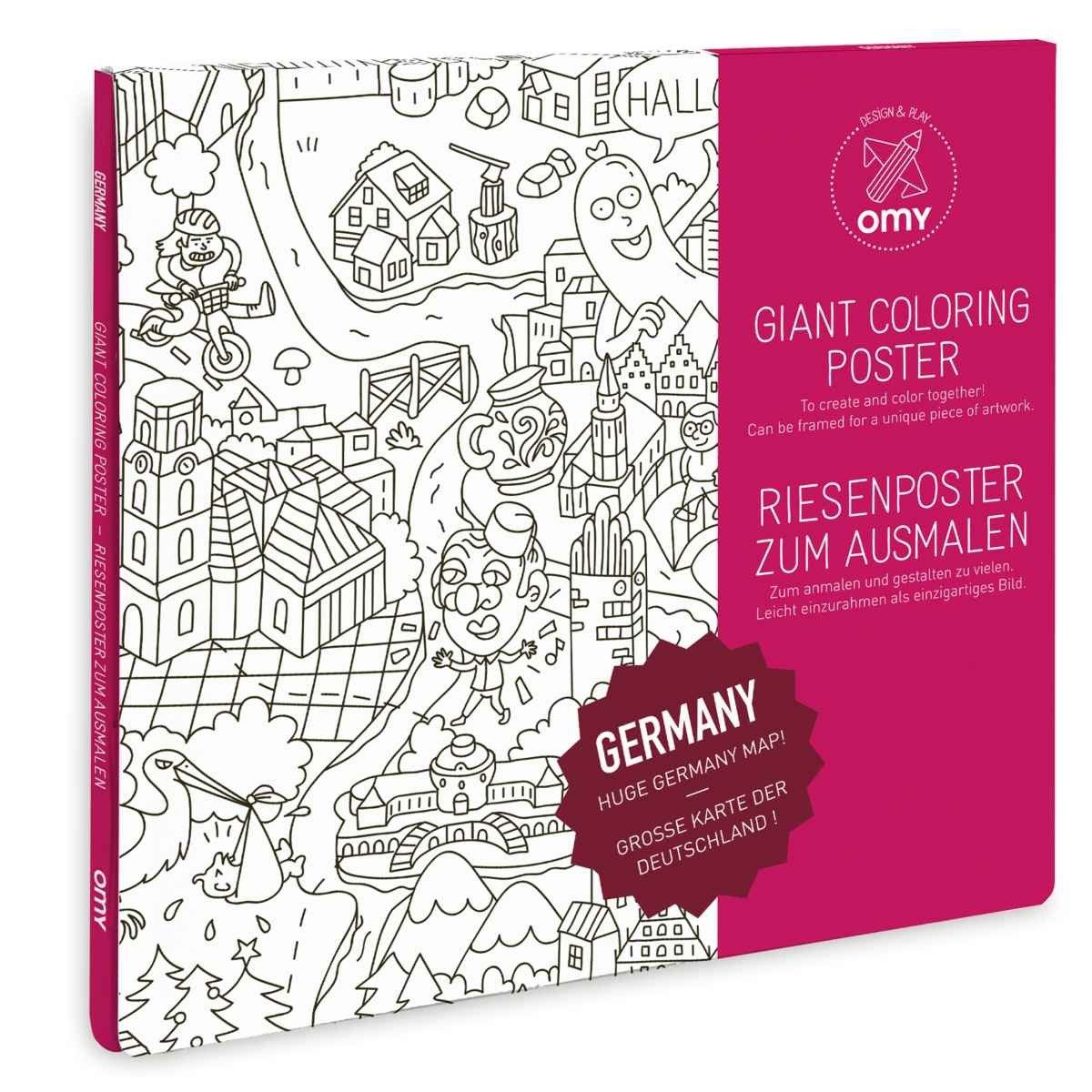 OMY Malvorlage Ausmalposter 70x100 cm, Kreativposter auf Papier, ab 3 Jahren