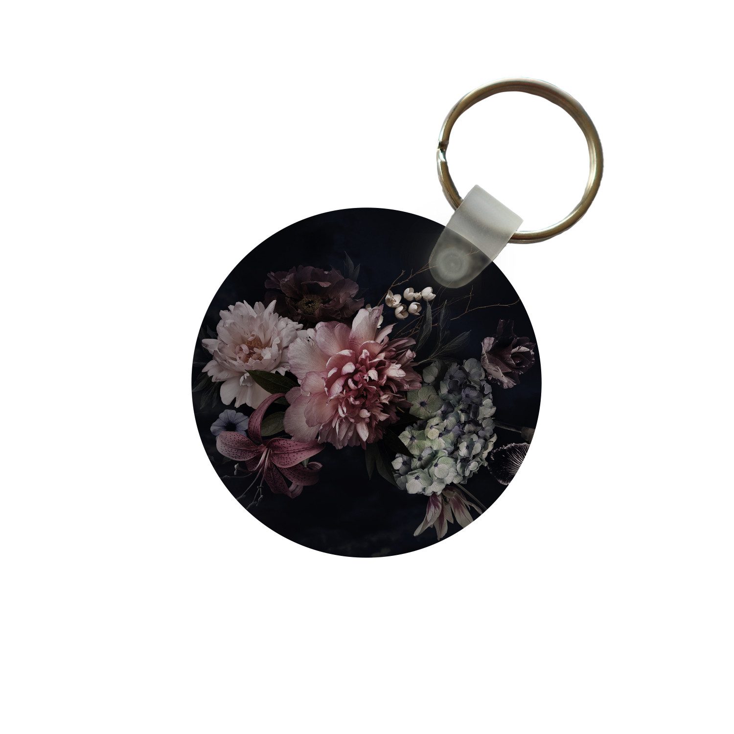 Schlüsselanhänger Blumen - Vintage - Pastell - Rosa - Weiß