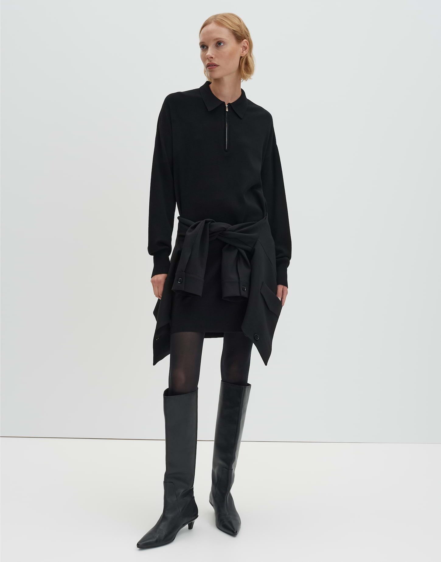 someday Sweatkleid QIVANA feines Strickkleid mit Polokragen