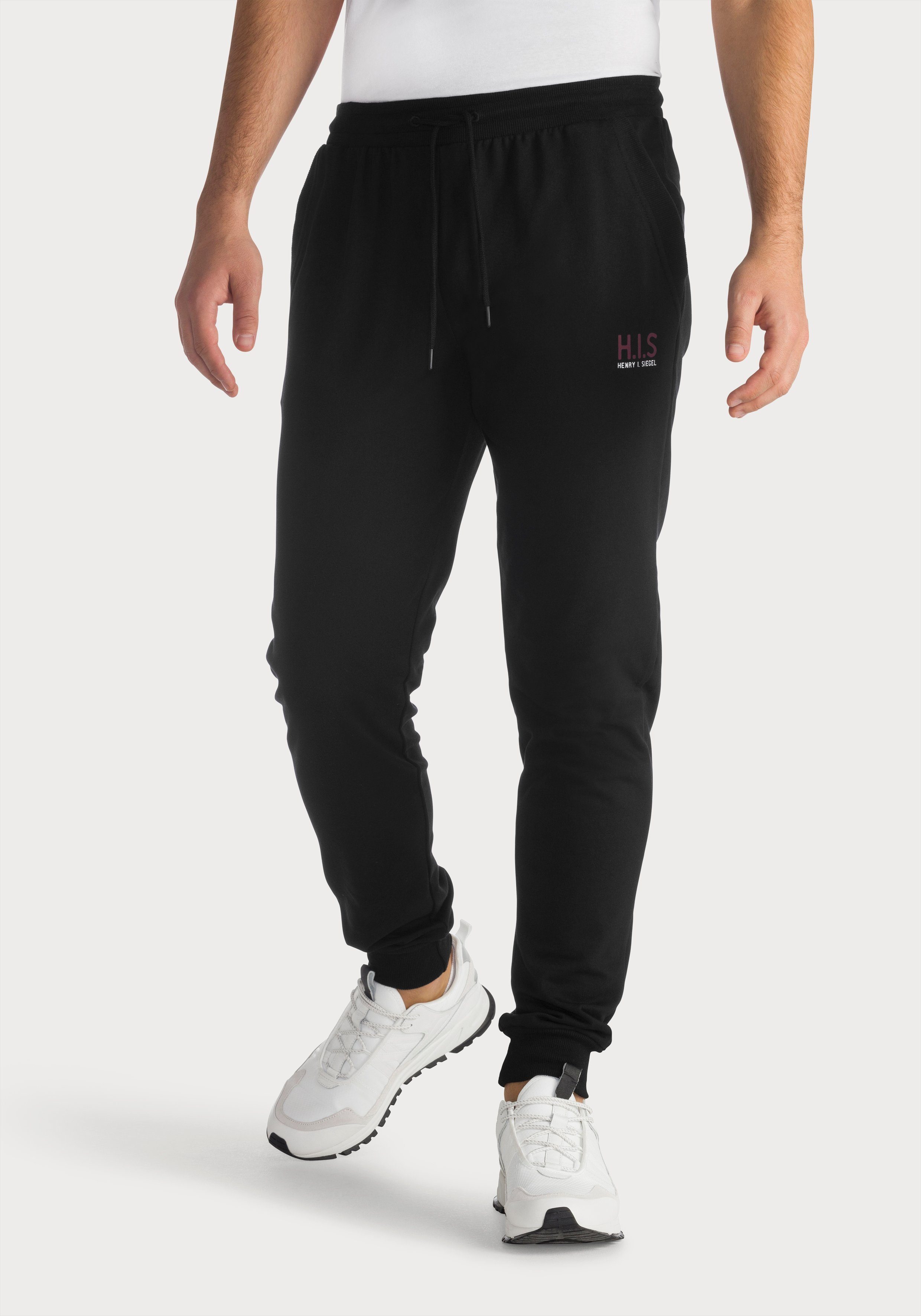 H.I.S Sweathose mit kleinem Logodruck schwarz