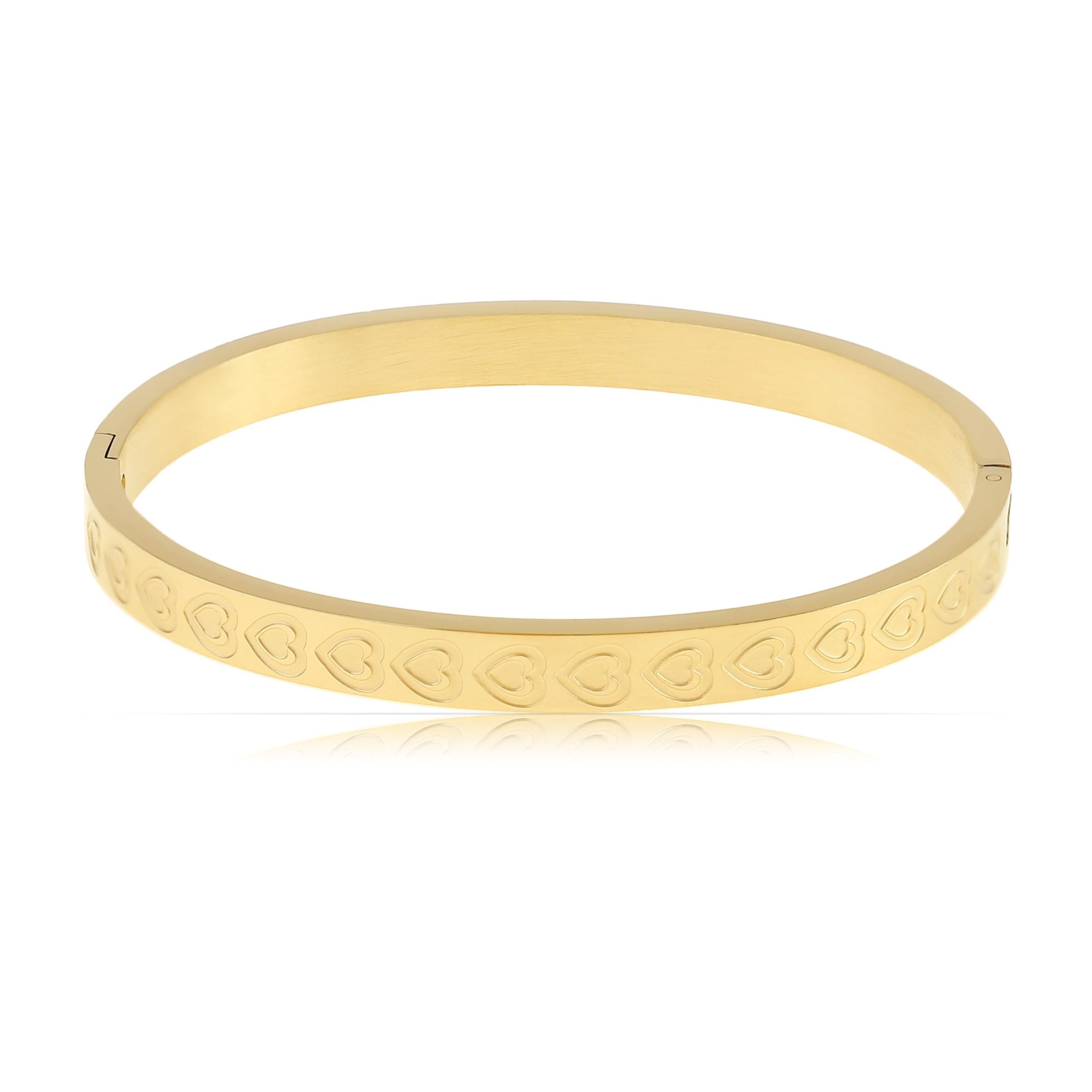 Made by Nami Armreif Damen Gold mit eingravierten Herzen aus Chirurgischer günstig online kaufen