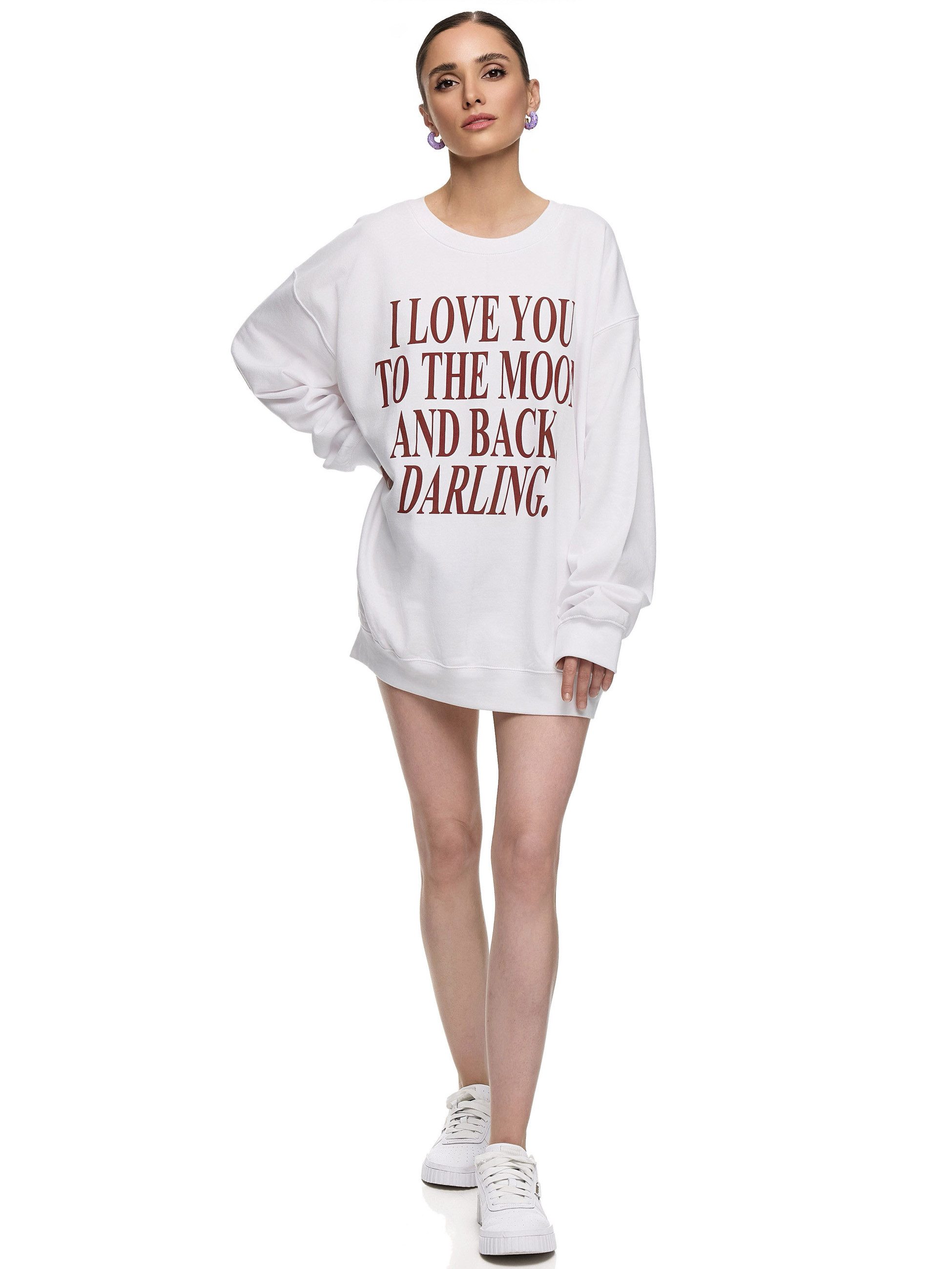 Worldclassca Longsweatshirt Worldclassca Oversized Sweatshirt LOVE YOU Print Langarm Pullover PRINT - I LOVE YOU TO THE MOON AND BACK DARLING