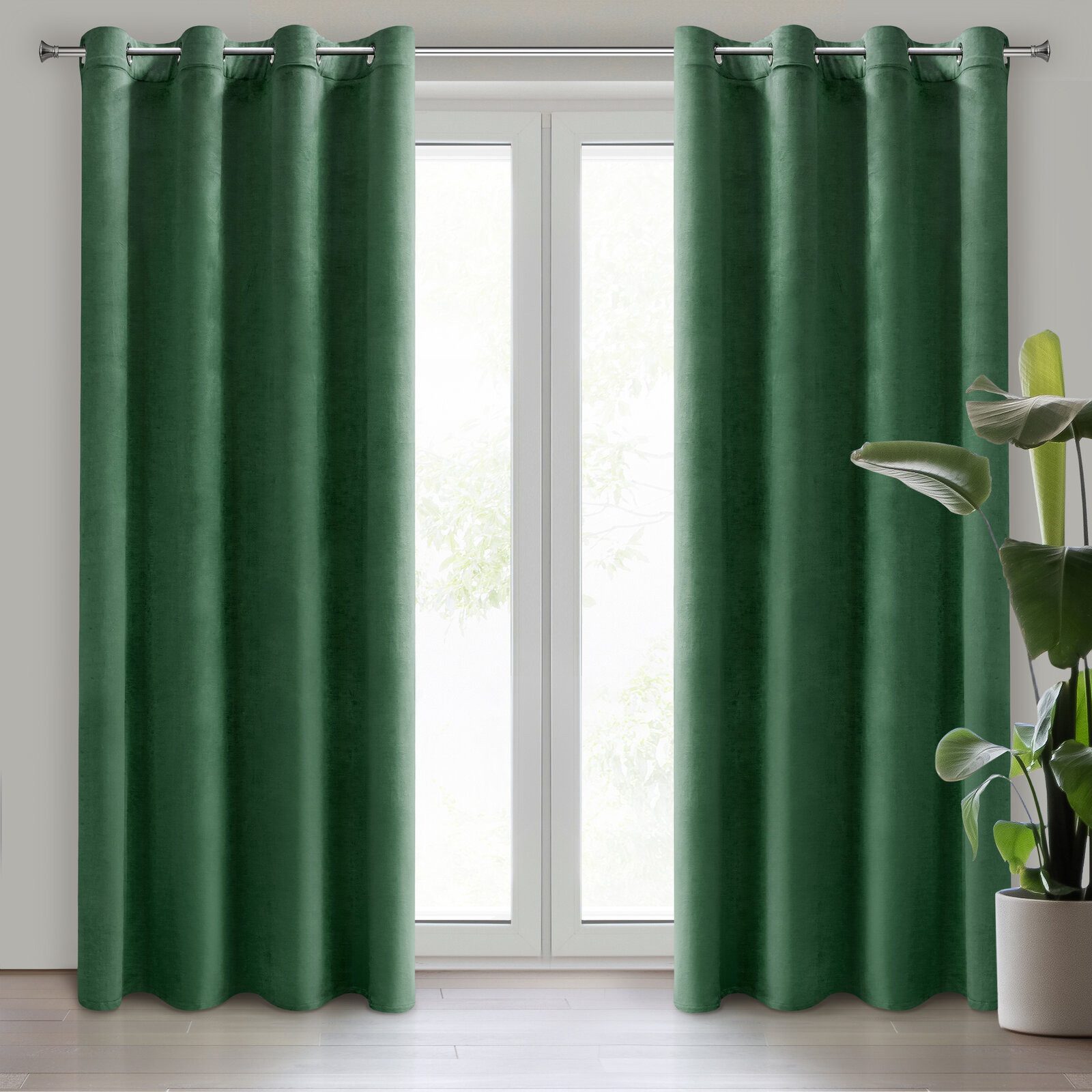 Eurofirany Vorhang VELVET (2 St), Ösen, blickdicht, Samt, 2er-Set Ösenschals aus Velvet, mit mittlerem Verdunkelungsgrad