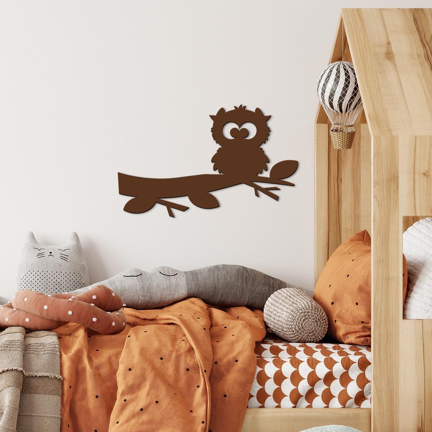 Namofactur LED Dekolicht LED Holz Eule Wand Lampe Nachtlicht, Mit Zugschalter, LED fest integriert, Warmweiß