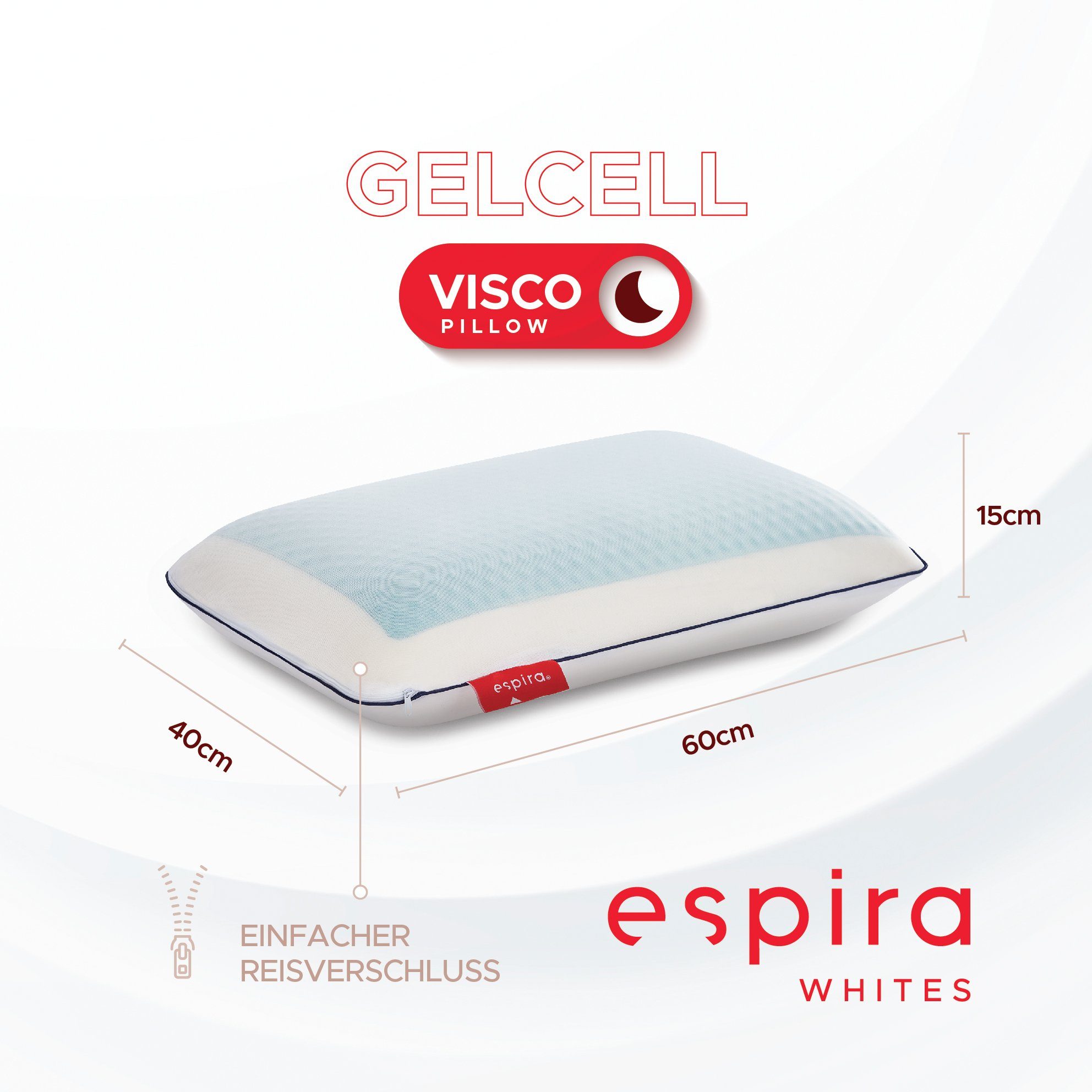 Wirkung Kühlende Espira Gelcell 40x60cm Naturkissen Visko Kopfkissen, Espira Whites Whites