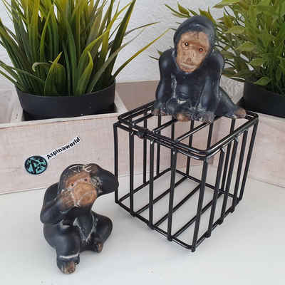 Aspinaworld Tierfigur 2 Affen Figuren mit Käfig 8 cm