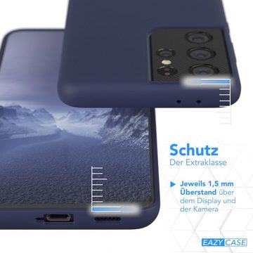 EAZY CASE Handyhülle Premium Silikon Case für Samsung Galaxy S21 Ultra 6,8 Zoll, Handy Softcase Hülle Silikon mit Displayschutz Case Blau / Nachtblau