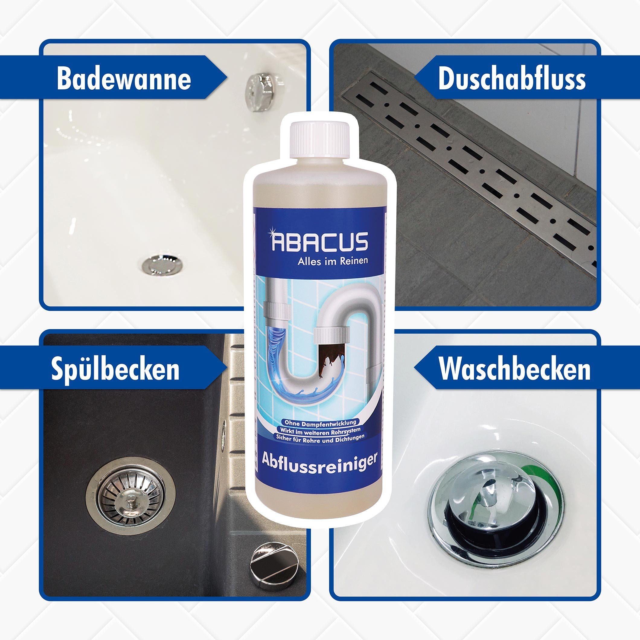 ABACUS Abflussreiniger, Rohrreiniger, Rohrfrei, Abflussfrei Rohrreiniger (Sicher für Rohre und Dichtungen, [- Wirkt sogar bei stehendem Wasser Löst hartnäckigste Verstopfungen)