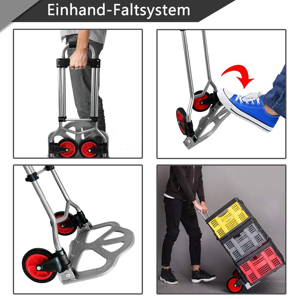 FIVMEN Sackkarre Klappbare Transportkarre Handkarre Rucksack Trolley, Gepäckwagen mit Ausziehbarem Griff belastbar bis 60 kg – Bild 5 von 5
