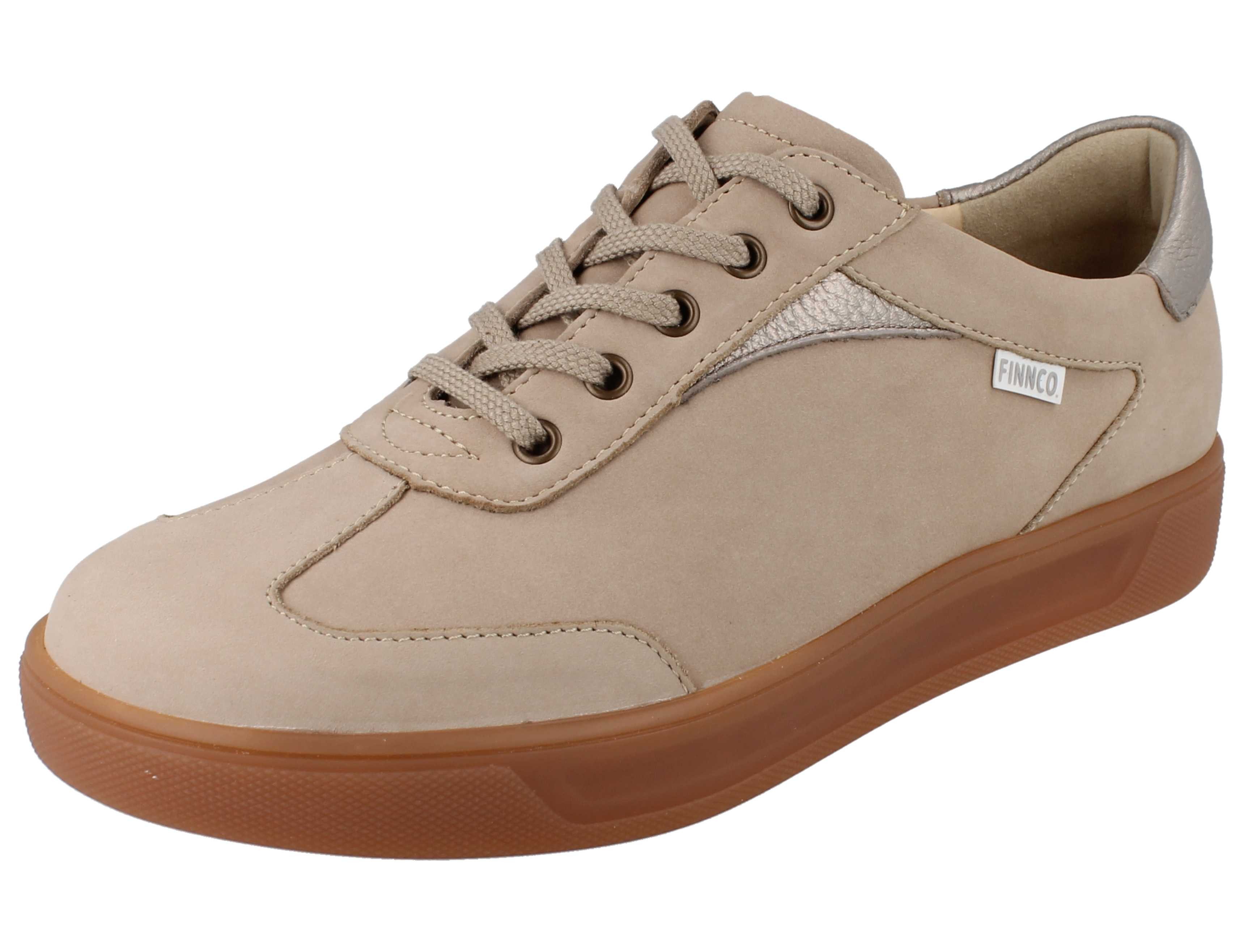 Finn Comfort FINN COMFORT FINNCO Interlagos Damen Halbschuhe hellbeige Nubukleder Schnürschuh Wechselfußbett