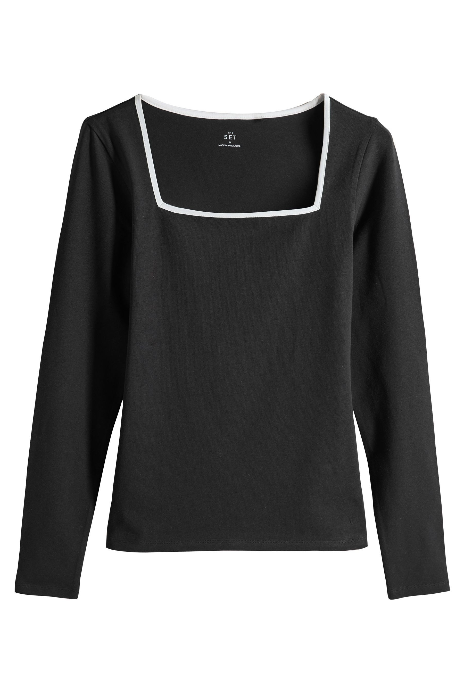 Langarmshirt 3 x The Set Langarmshirts mit eckigem Ausschnitt