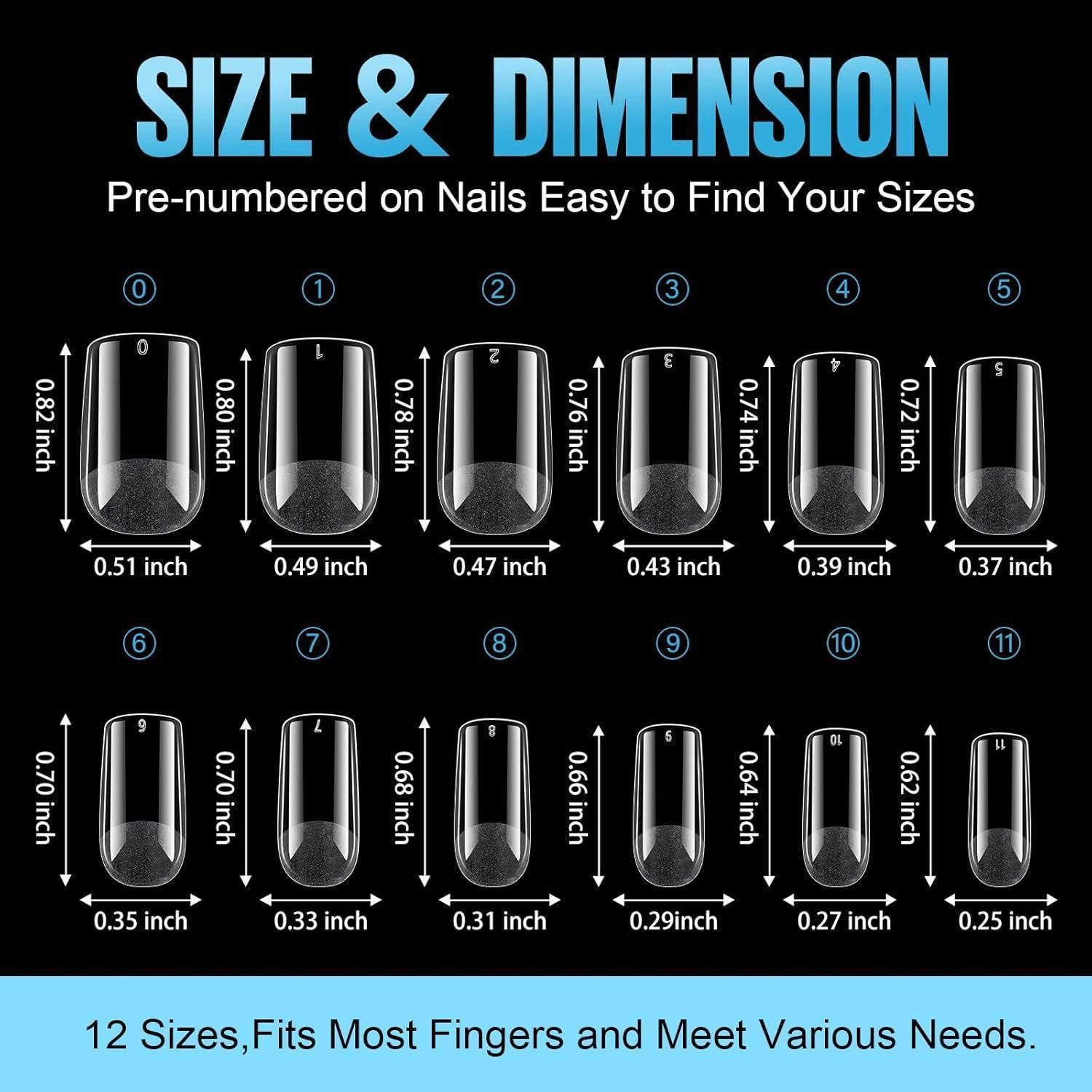 LuxusKollektion Kunstfingernägel Nageltips 192 Stück Gel Fullcover Nagelspitzen DIY 12.Quadrat Kurz – Bild 5 von 5