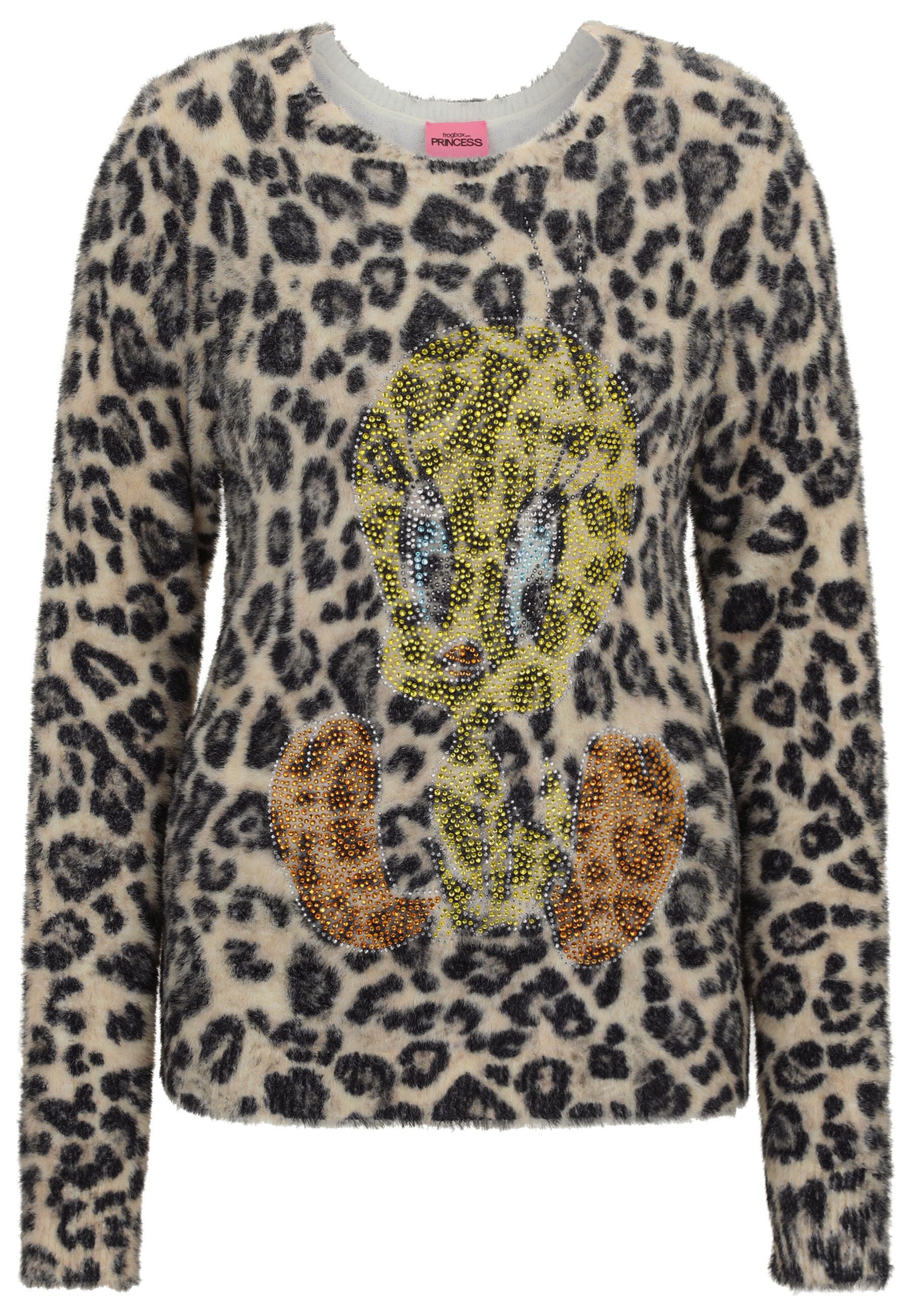 Frogbox Rundhalspullover mit Leoparden Print