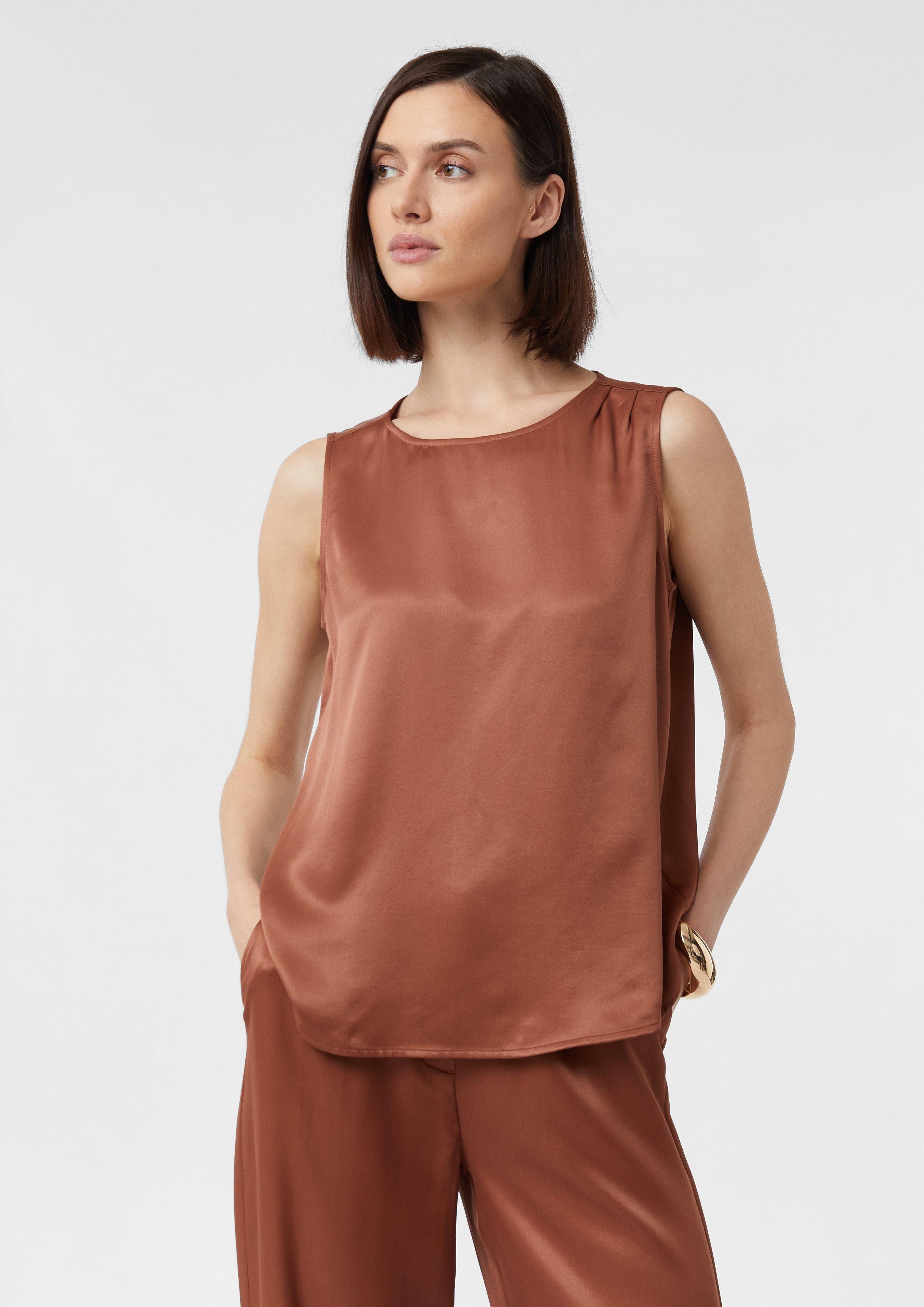 Comma Blusentop Ärmellose Bluse aus Viskosesatin günstig online kaufen