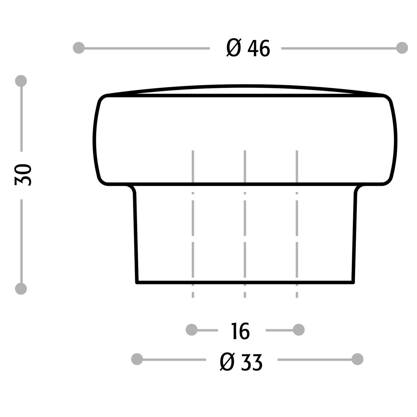 SO-TECH® Möbelknopf SW92 Knopf BA matt 16 Knauf Küchenknopf mm incl. Edelstahloptik Ø - 46 mm, Schraube