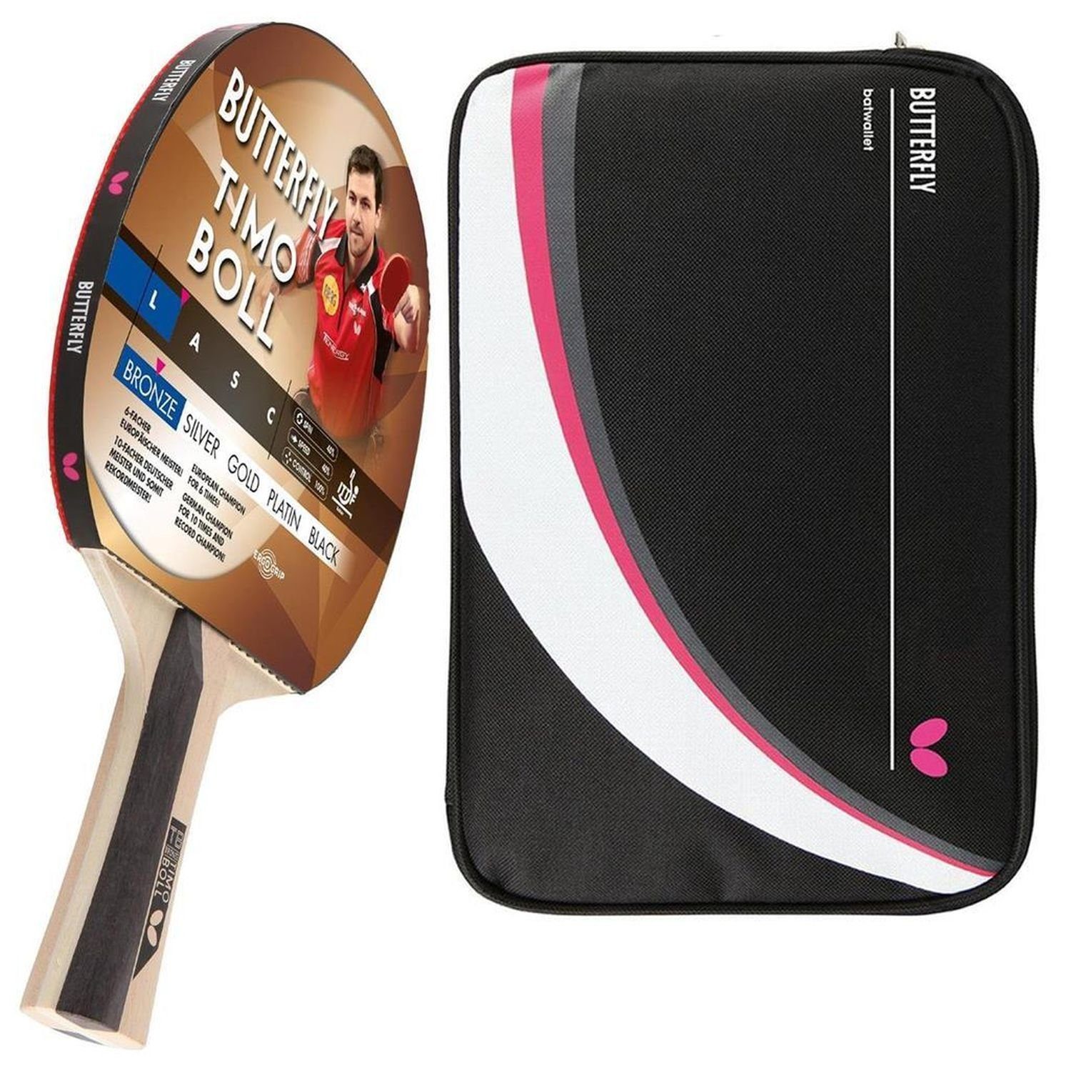 Tischtennisschläger 1x Timo Boll Bronze 85011 + Drive Case 2