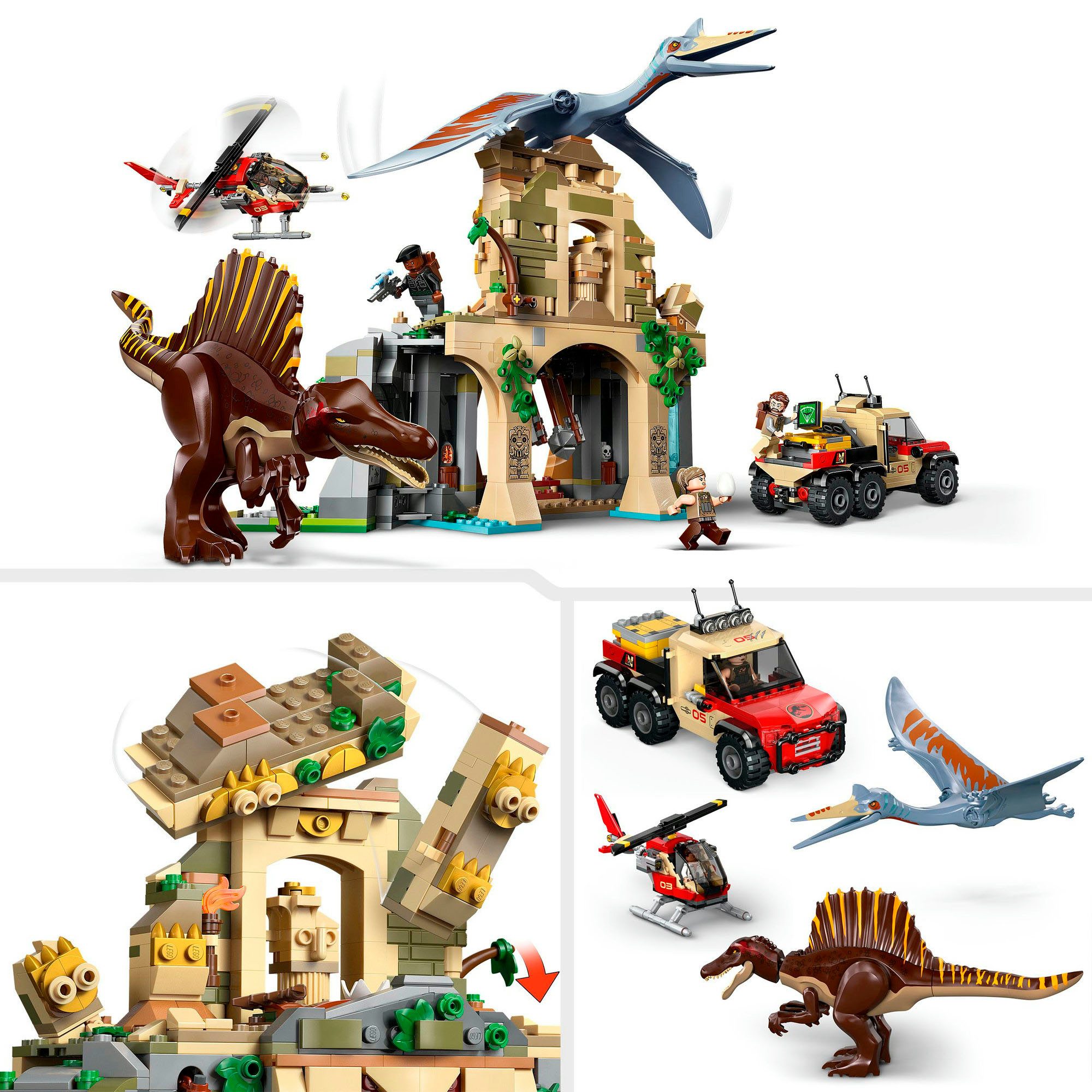 LEGO® Spinosaurier & Quetzalcoatlus: Hubschrauber-Einsatz (76976) Konstruktionsspielsteine, (984 St), LEGO Jurassic World, Made in Europe – Bild 4 von 5