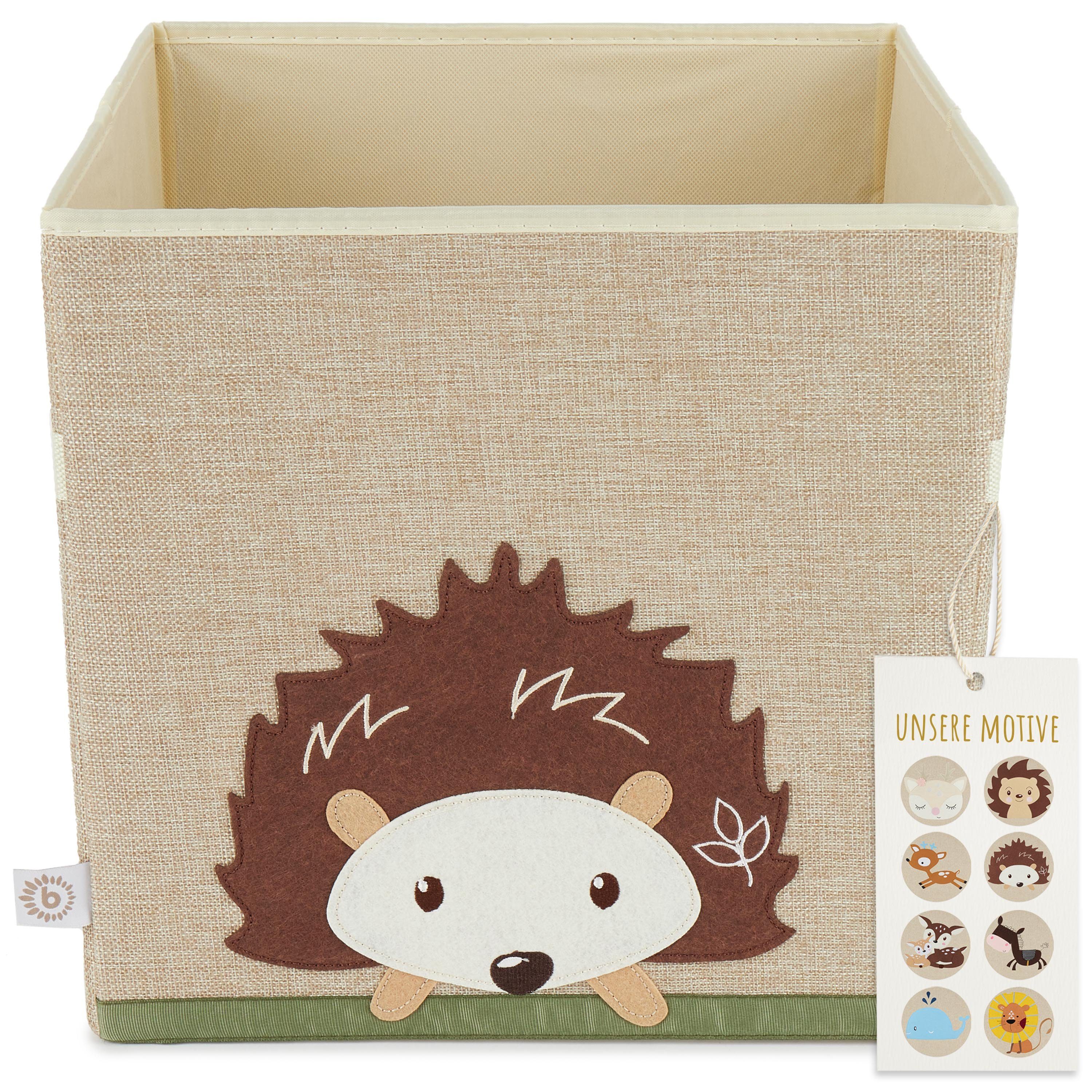 BIECO Spielzeugtruhe Bieco Aufbewahrungsbox Kinder Igel Motiv ca. 36L faltbar Süße Spielzeug Kiste für Kallax Regal Aufbewahrungsbox 33x33x33 Kallax Boxen für Spielzeug Aufbewahrung Storage Box Kallax Korb