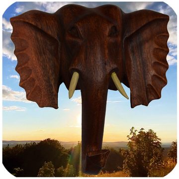 SIMANDRA Wanddekoobjekt Elefant, Holzmaske Glücksbringer