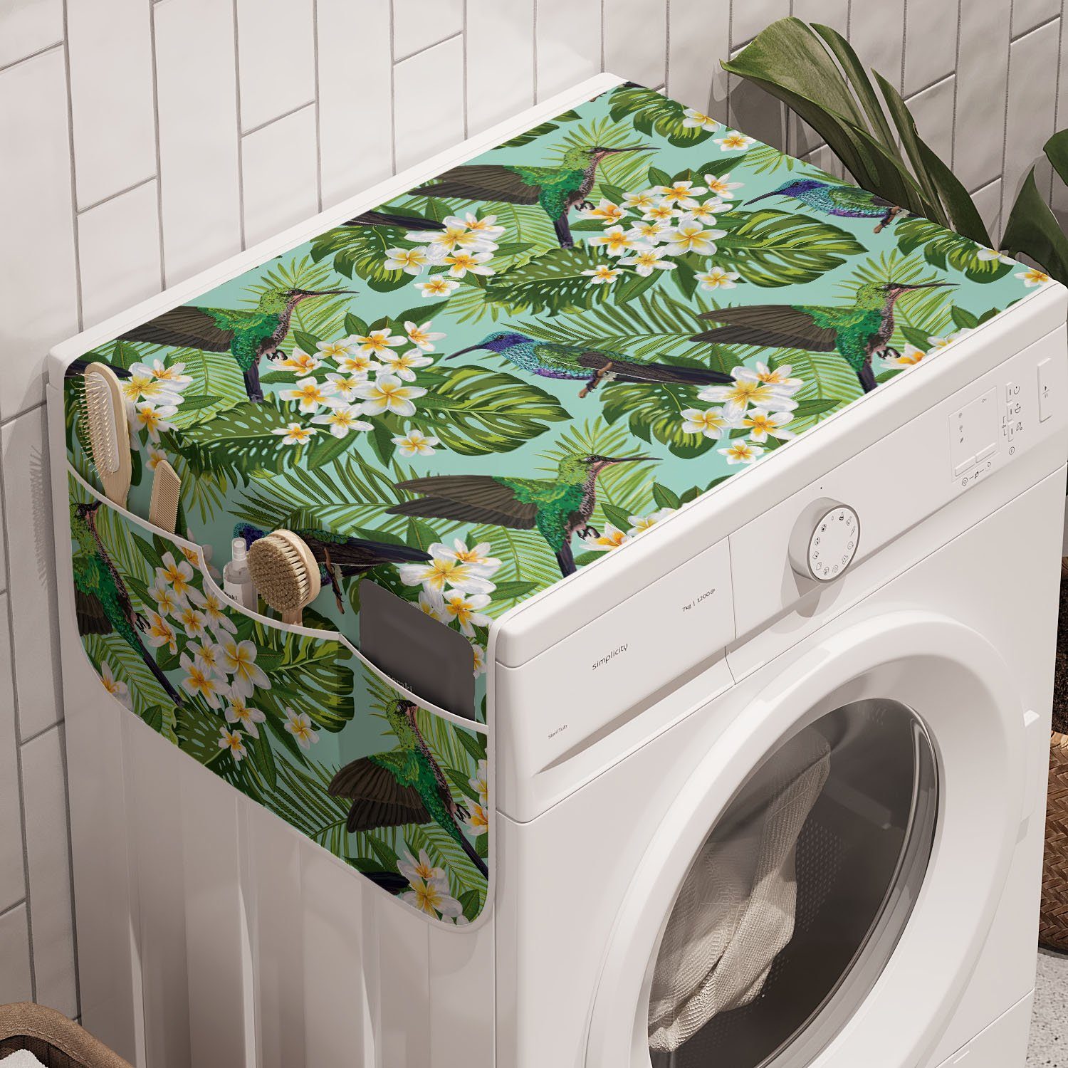 Abakuhaus Badorganizer Anti-Rutsch-Stoffabdeckung für Waschmaschine und Trockner, Tropisch Brasilianischer Regenwald Art