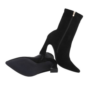 Ital-Design Damen Abendschuhe Elegant High-Heel-Stiefelette Blockabsatz High-Heel Stiefeletten in Schwarz