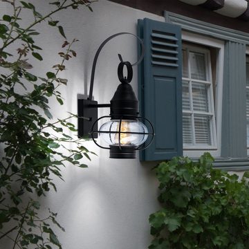etc-shop Außen-Wandleuchte, Leuchtmittel nicht inklusive, Wandlampe Hauswand Außenleuchte schwarz Laterne 2er Set