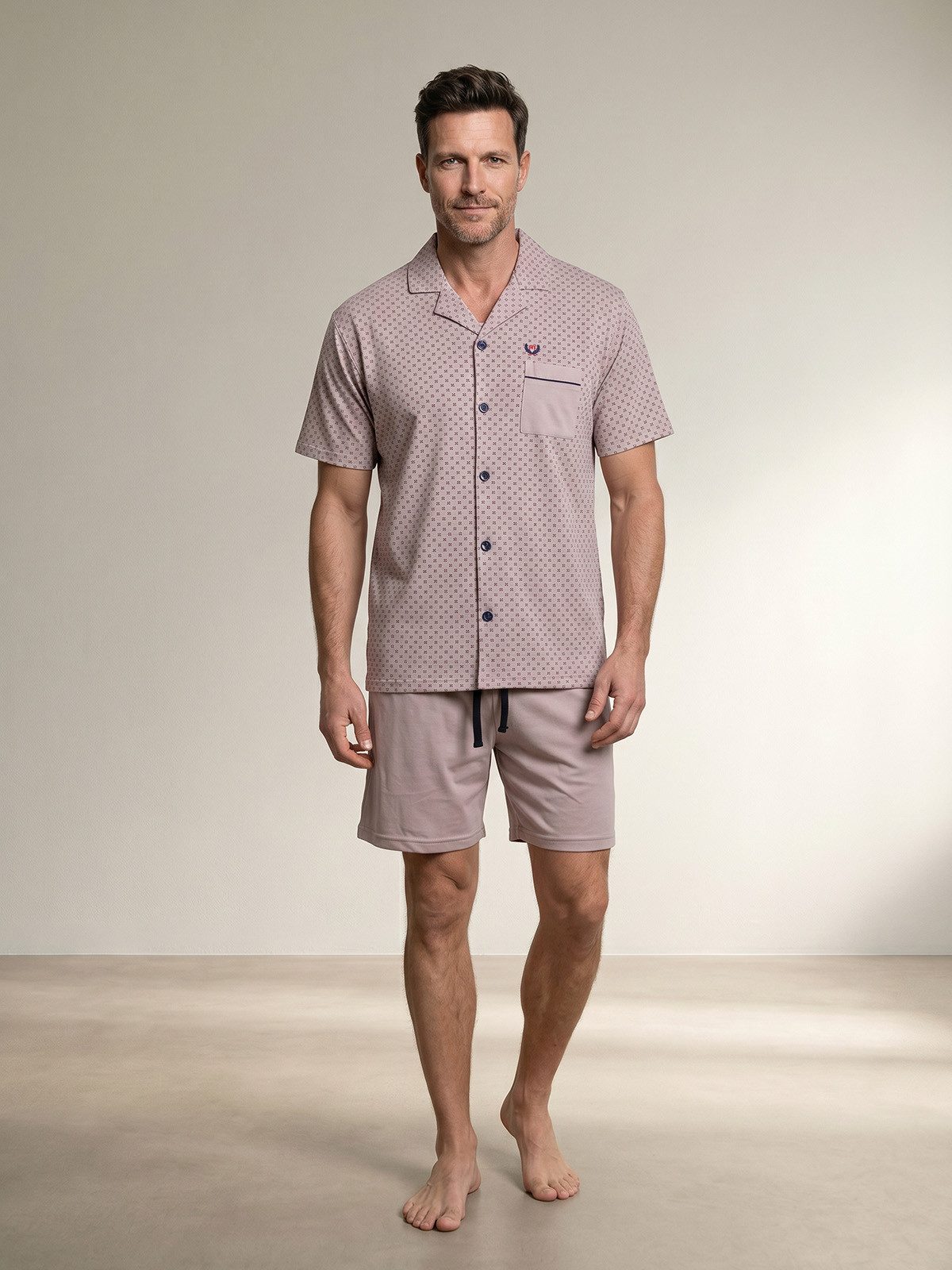Shorty Pyjama Set Kurz - Karl Uni Shorts Brusttasche