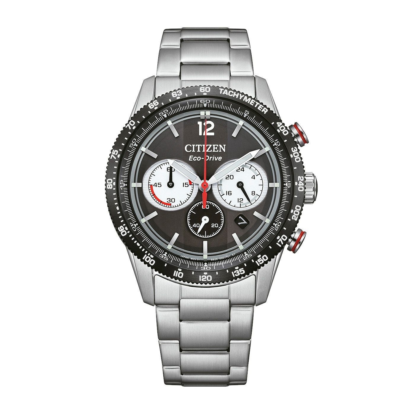 Citizen Chronograph Racing Chrono CA4714-55E, Armbanduhr, Solar, Herrenuhr, Edelstahlarmband, analog, Big Date