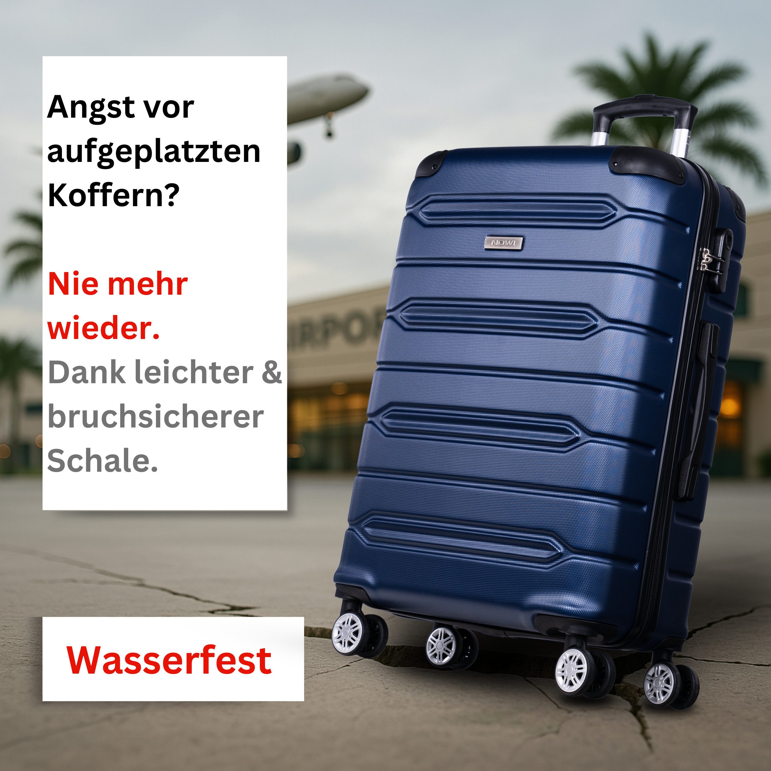 NOWI Hartschalen-Trolley Koffer Hartschalenkoffer mit Zahlenschloss & 8 Rol günstig online kaufen
