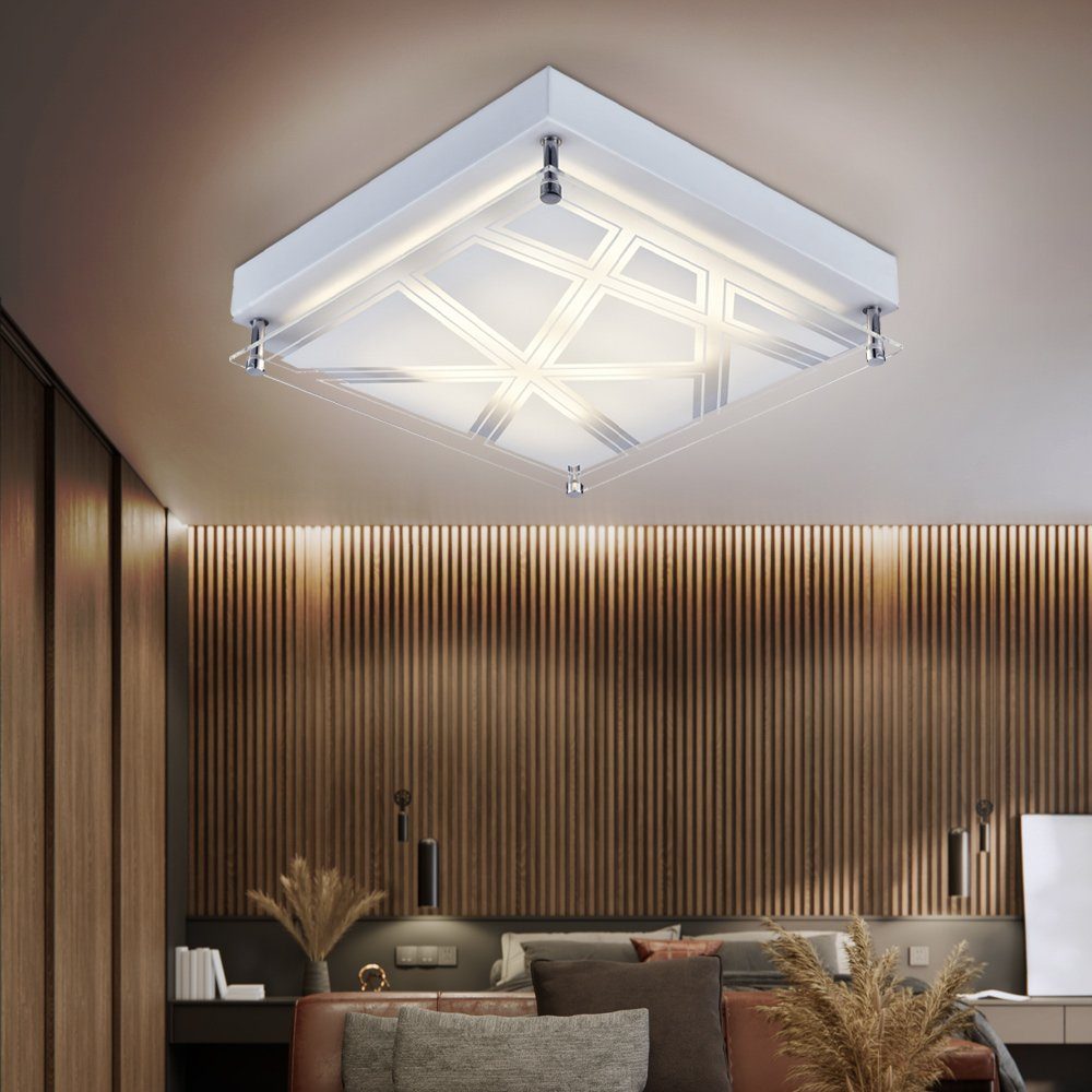 etc-shop LED Muster LED-Leuchtmittel fest silber Wohnzimmer in Deckenleuchte, Beleuchtung Deckenleuchte verbaut, Deckenlampe Neutralweiß