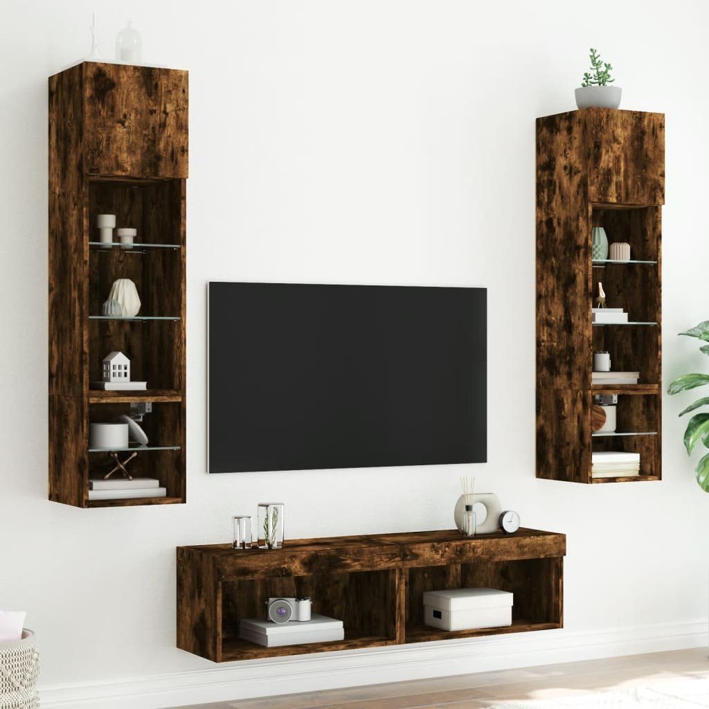 vidaXL TV-Wand 6-tlg. Wohnwand mit LED-Beleuchtung günstig online kaufen