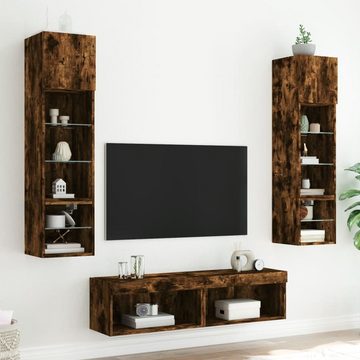 vidaXL TV-Wand 6-tlg. Wohnwand mit LED-Beleuchtung Räuchereiche Holzwerkstoff, (6-St)