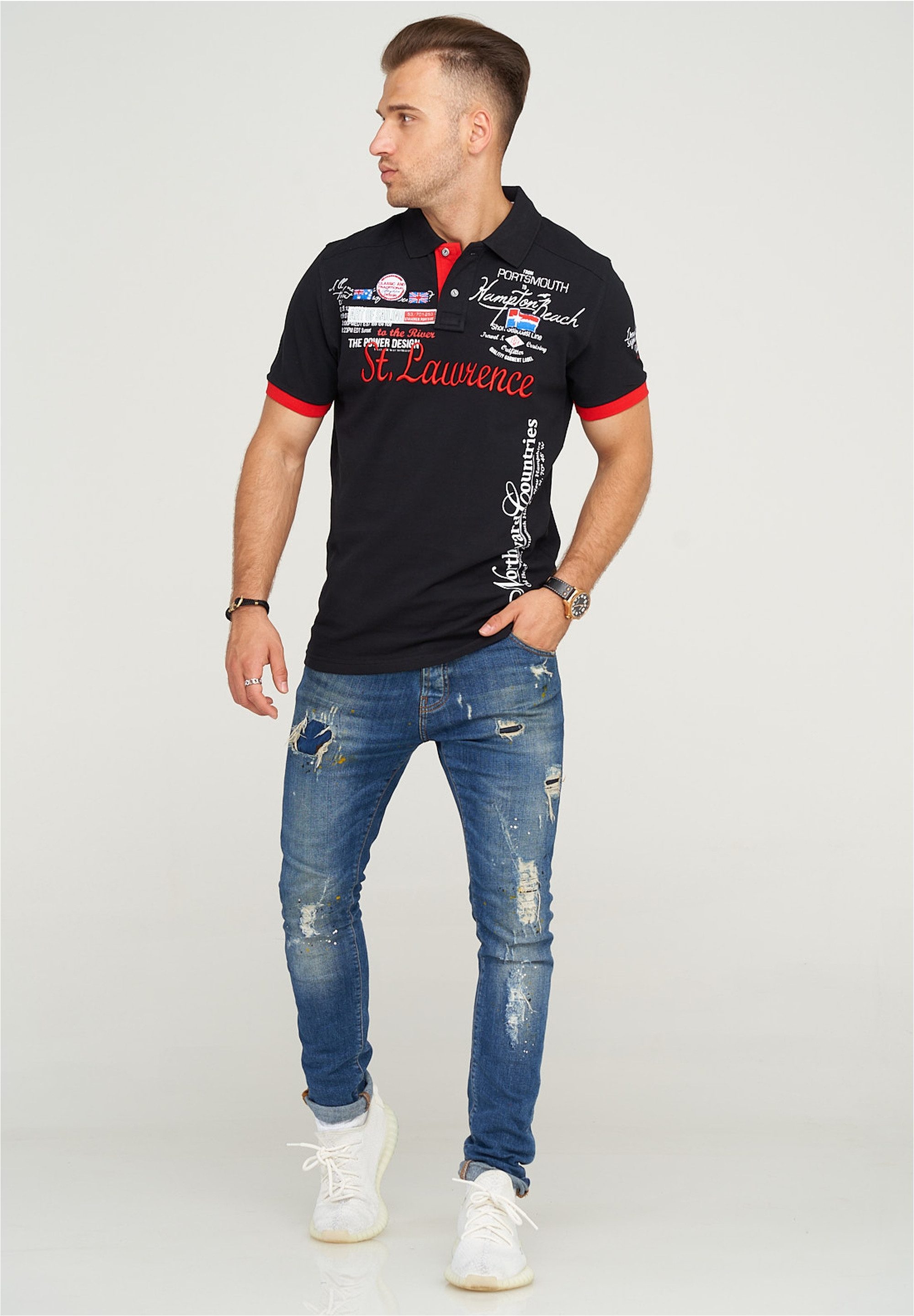 behype Poloshirt LANAY mit sportiver Stickerei