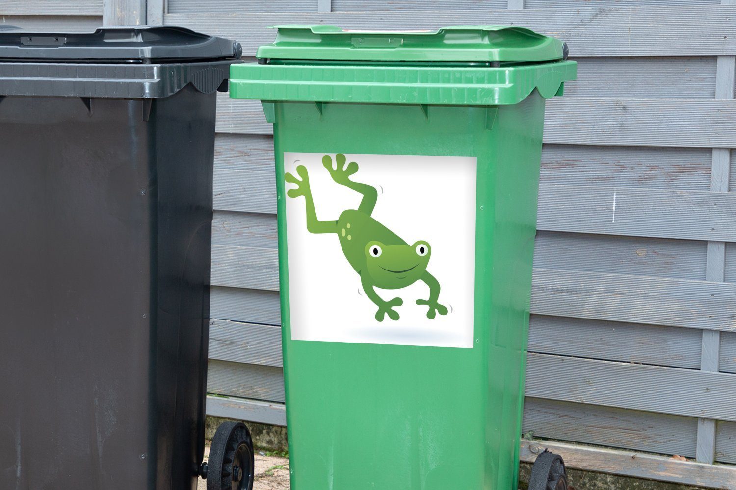 MuchoWow Wandsticker Frosch - Sticker, Mülltonne, Mülleimer-aufkleber, Tiere - Weiß Container, Abfalbehälter (1 St)