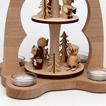 SIGRO Weihnachtspyramide Holz Tischpyramide Eulenwald, Weihnachtsdekoration