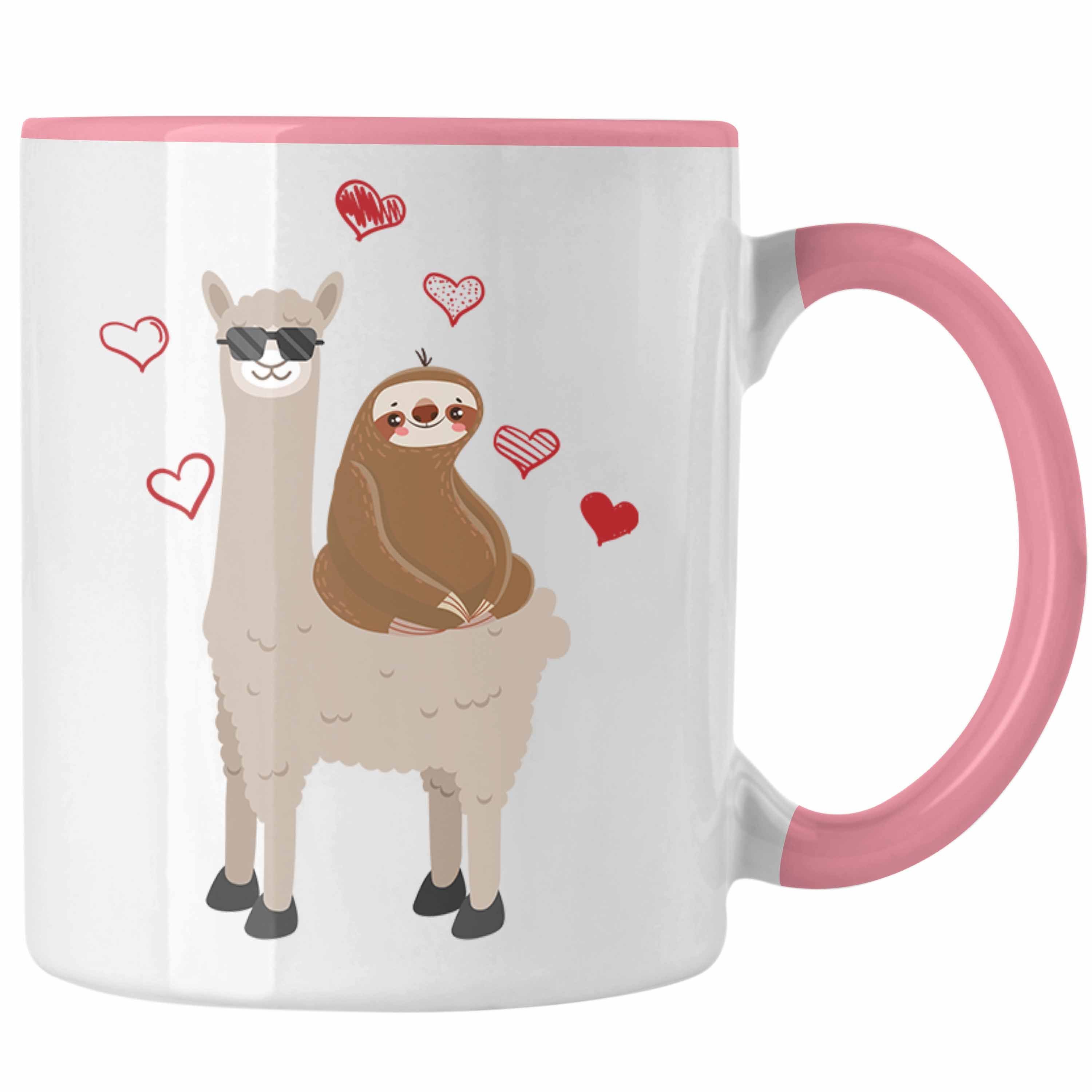 Trendation Alpaka Faultier Lustig Tasse Tasse Geschenk Grafik Rosa LLama