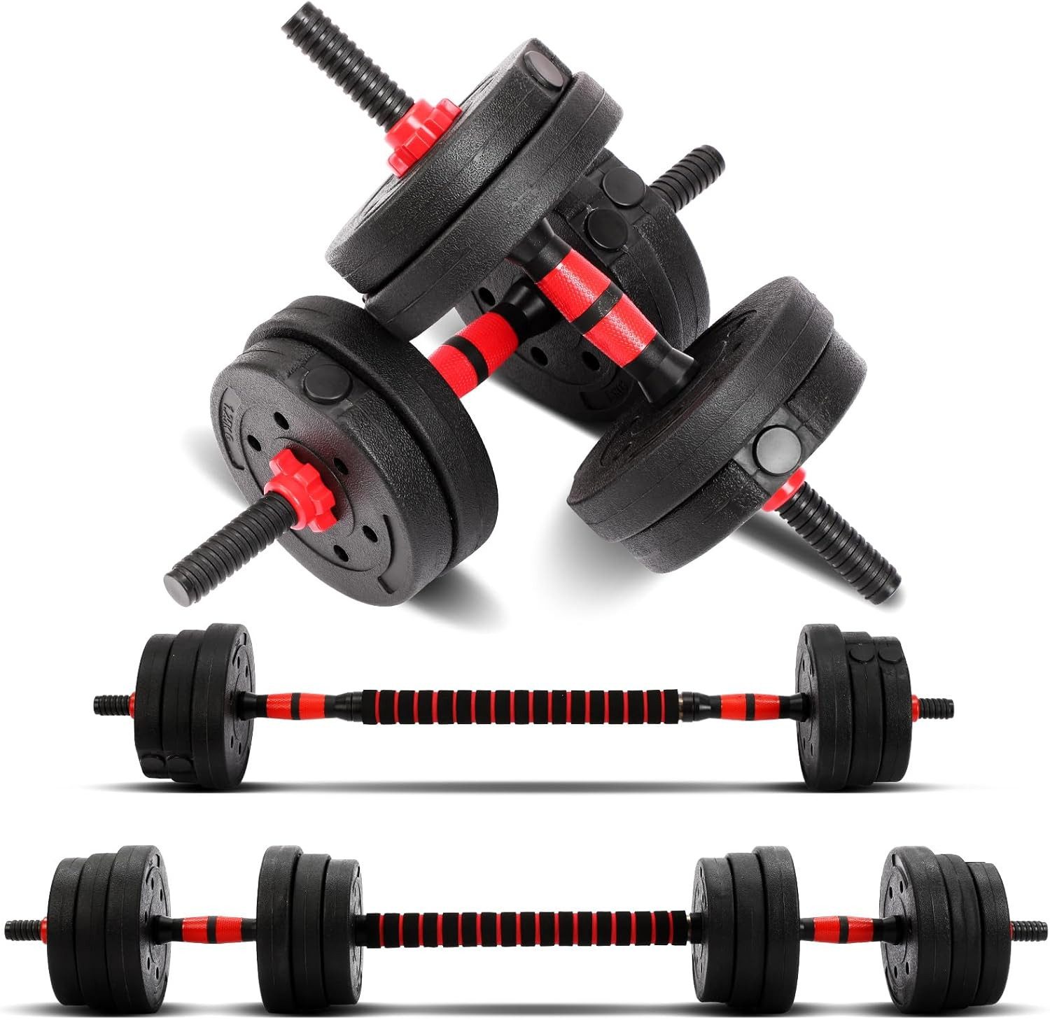 Youyijia Hantel-Set 2 in 1 Hanteln Set 30kg Hantelset Verstellbar Kurzhanteln Langhantel