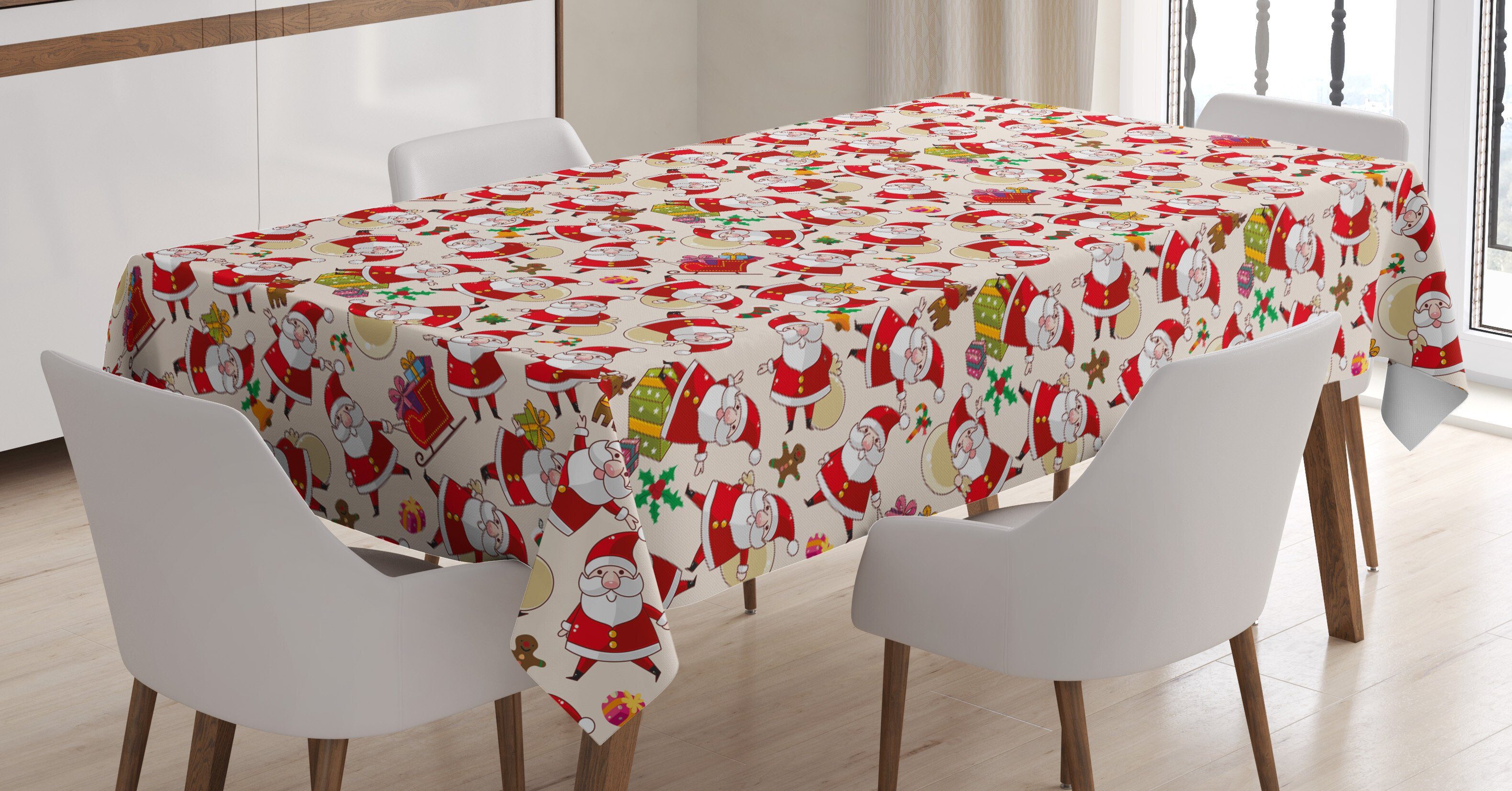 Abakuhaus Tischdecke Farbfest Waschbar Für den Außen Bereich geeignet Klare Farben, Weihnachten Cartoon Weihnachtsmann