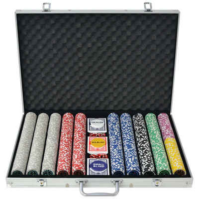vidaXL Spieltisch Poker Set mit 1.000 Laserchips Aluminium