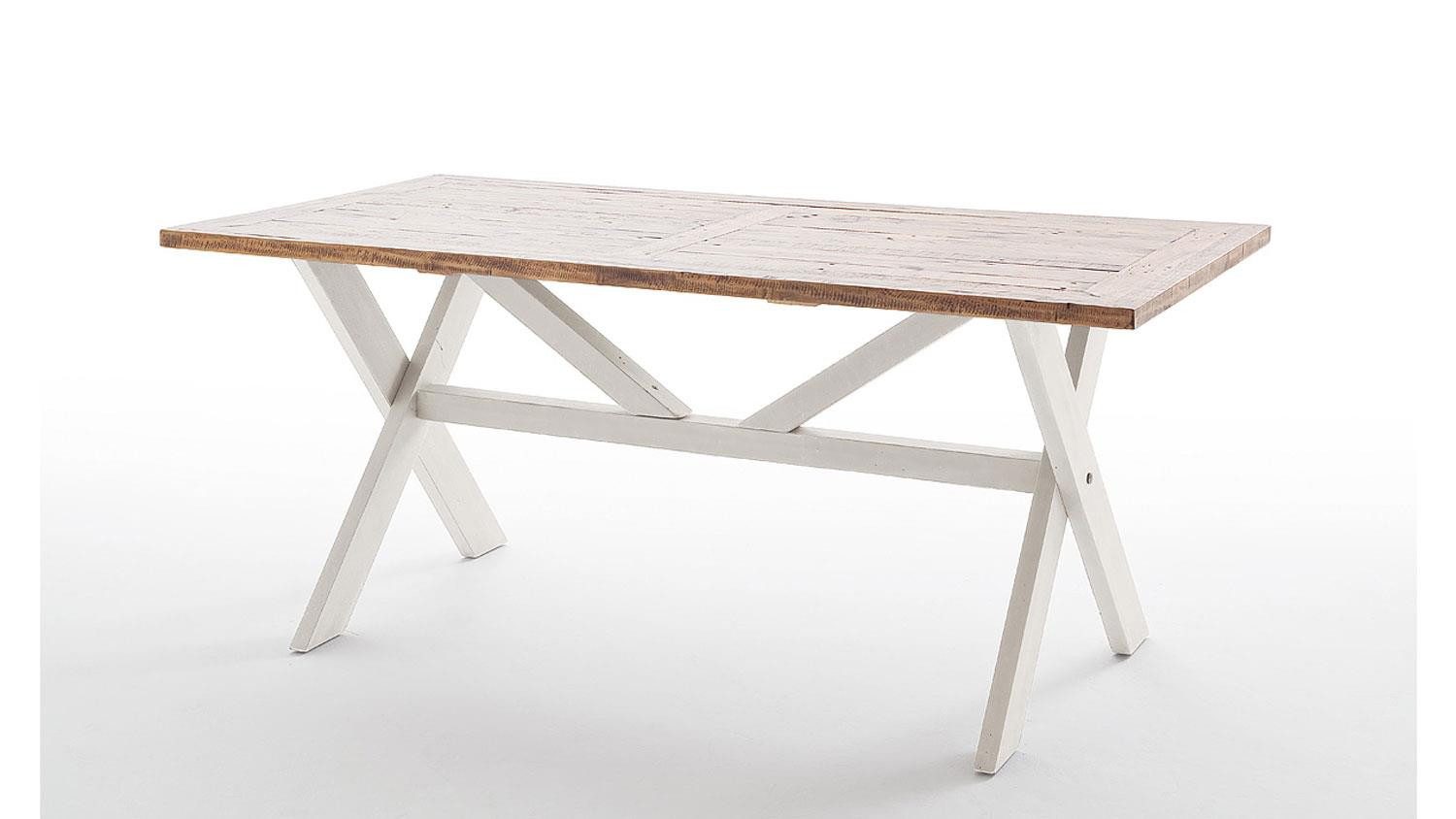 MCA living Esstisch Esstisch Byron Kiefer massiv in weiß und Vintage braun 220cm