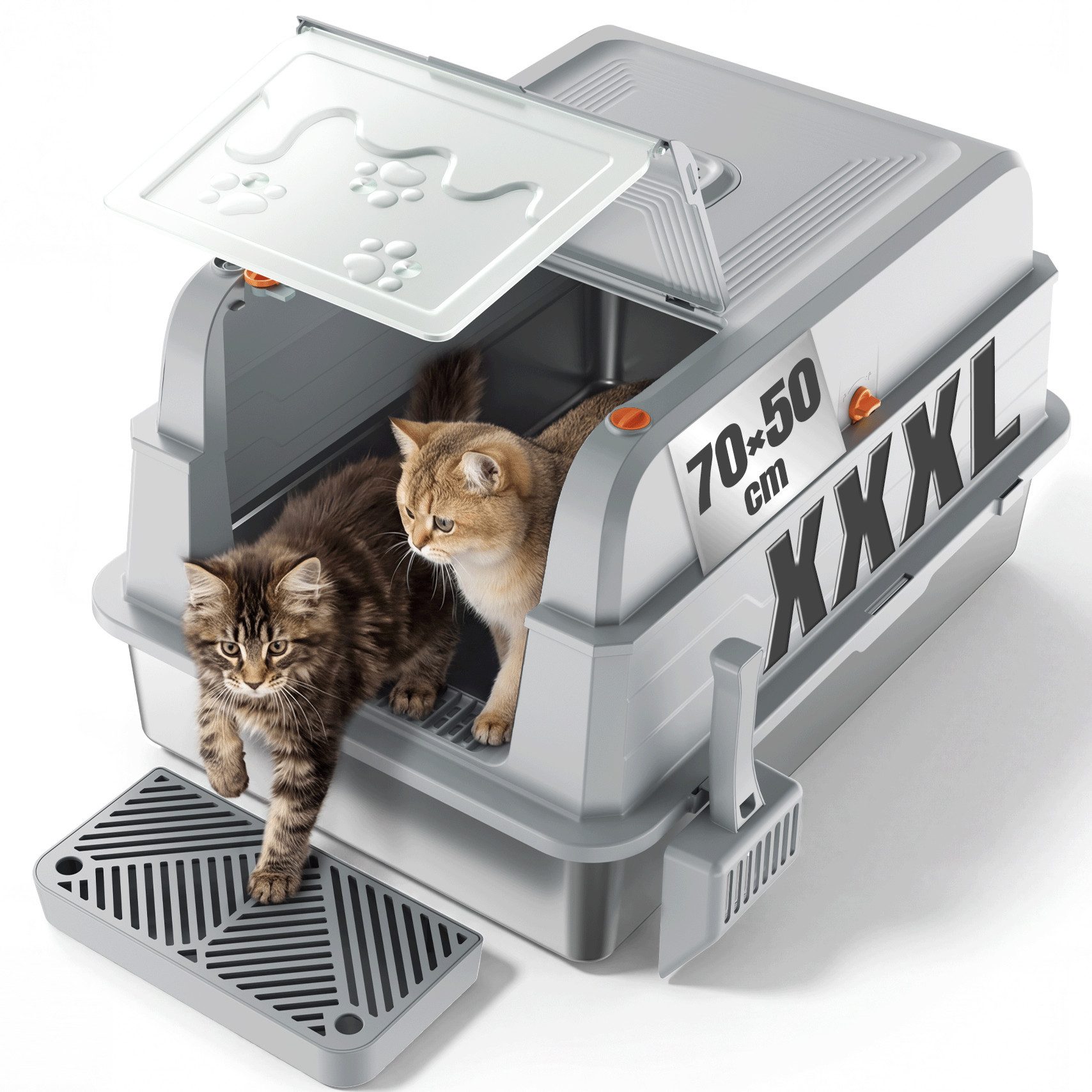 HOMALL Katzentoilette XXXL Katzenklo edelstahl,120L Großkapazität,70cm*50cm, Geruchsdicht & Auslaufsicher,Für Mehrkatzenhaushalte