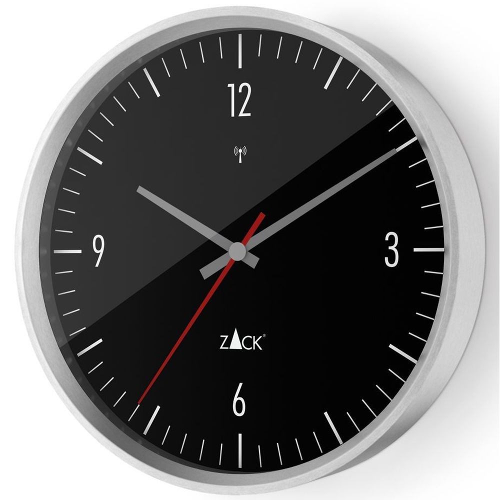 Zack Funkwanduhr ZACK Funk Wanduhr VIDA 60076 schwarz D. 30 cm Edelstahl-Gehäuse