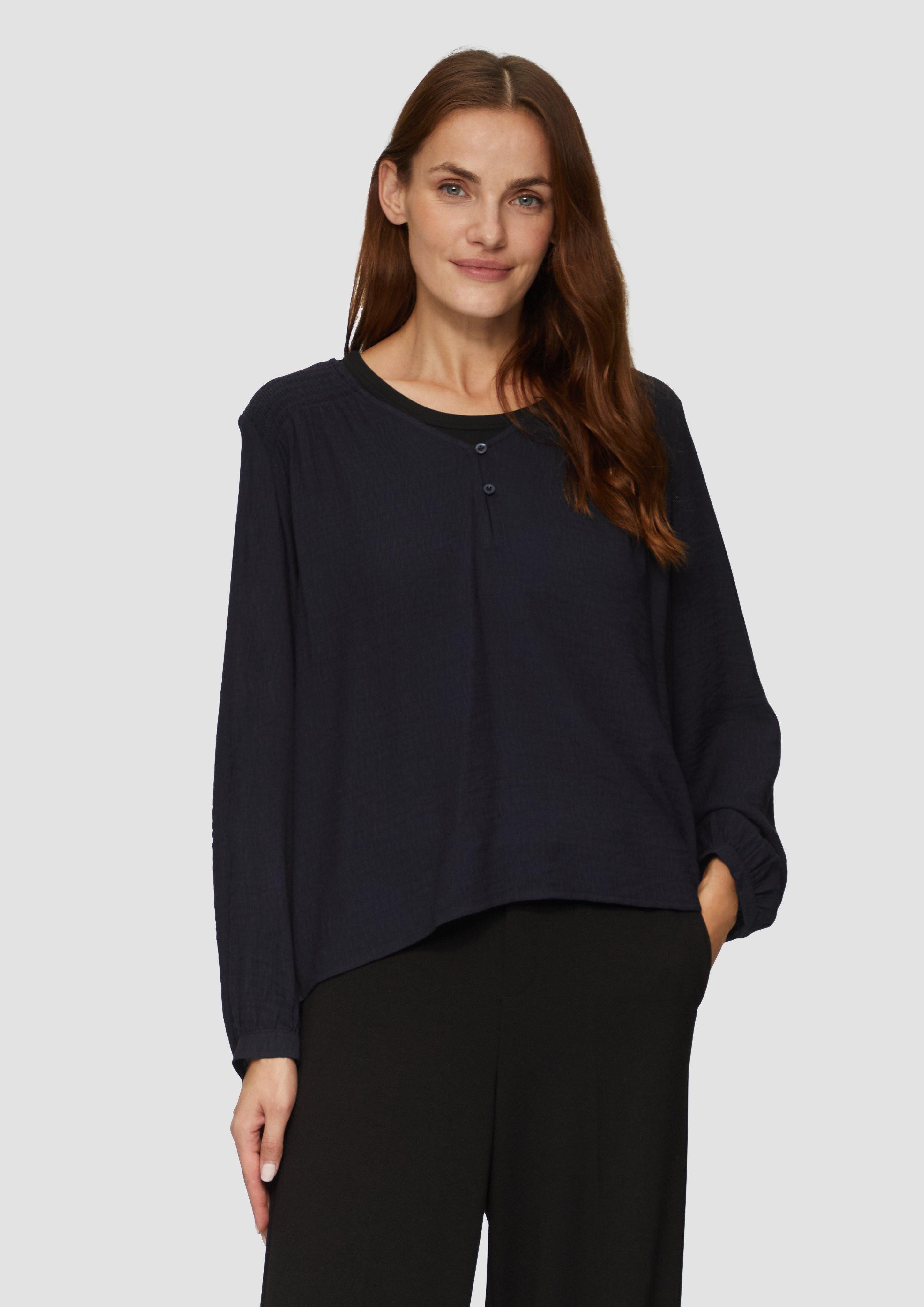 Langarmbluse Strukturierte Bluse aus Viskosemix mit Smok Details