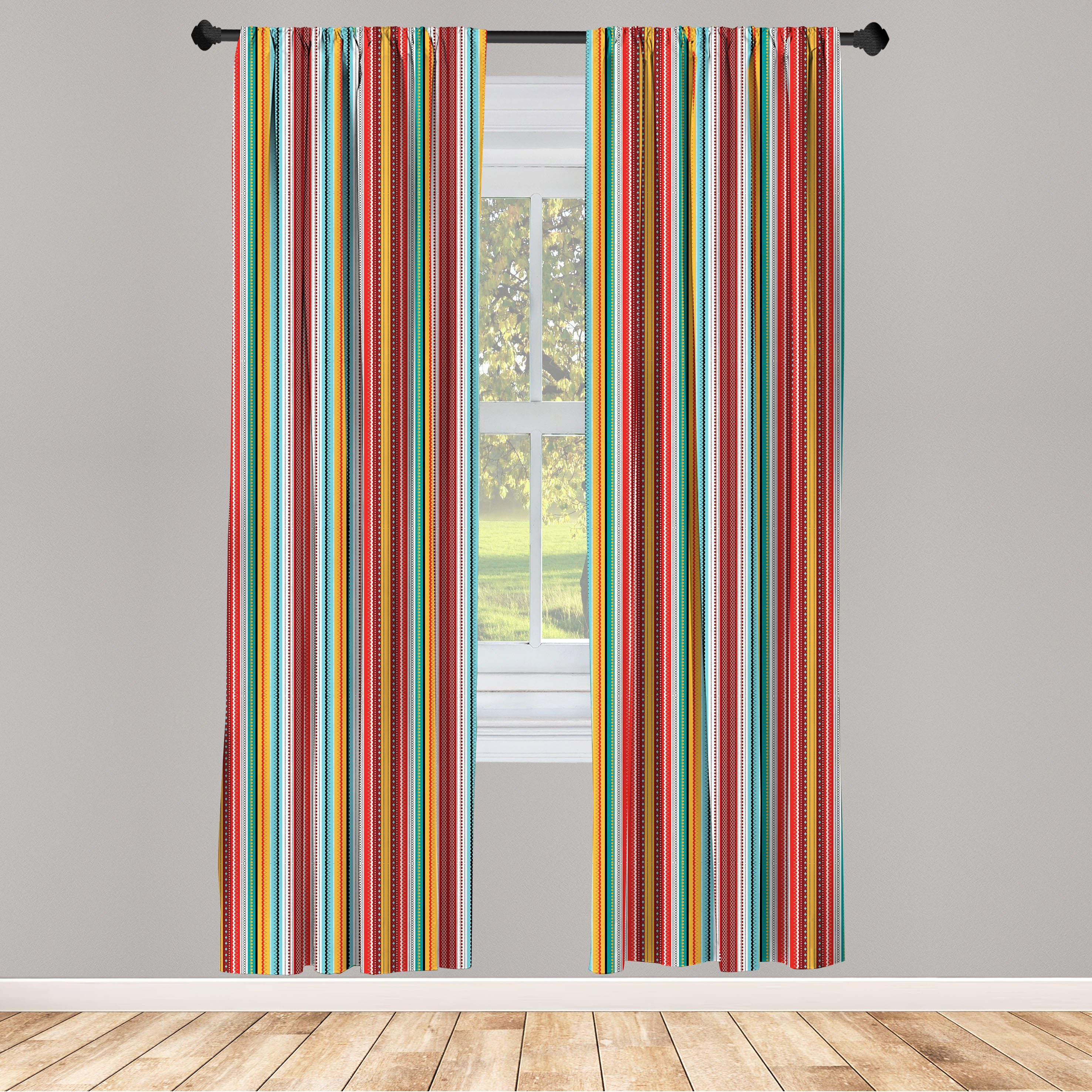 Gardine Vorhang für Wohnzimmer Schlafzimmer Dekor, Abakuhaus, Microfaser, Bohemien Grandiose Stripes Patterns