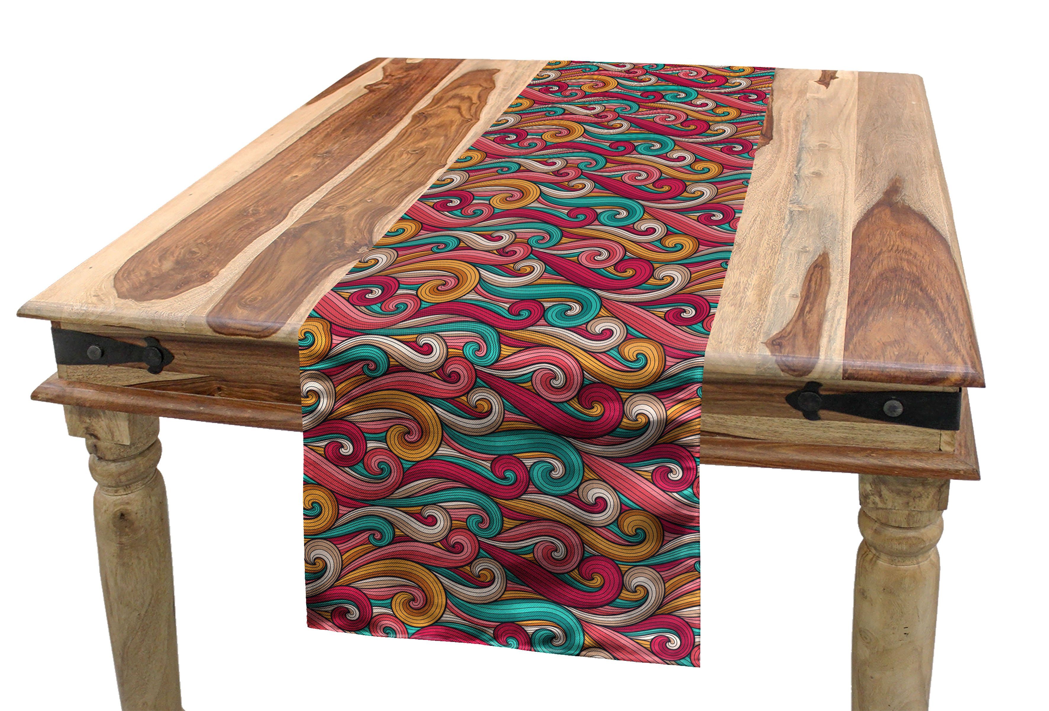 Küche Tentakel-Motiv Tischläufer Farbe Dekorativer Tischläufer, irre Esszimmer Rechteckiger Doodle Abakuhaus