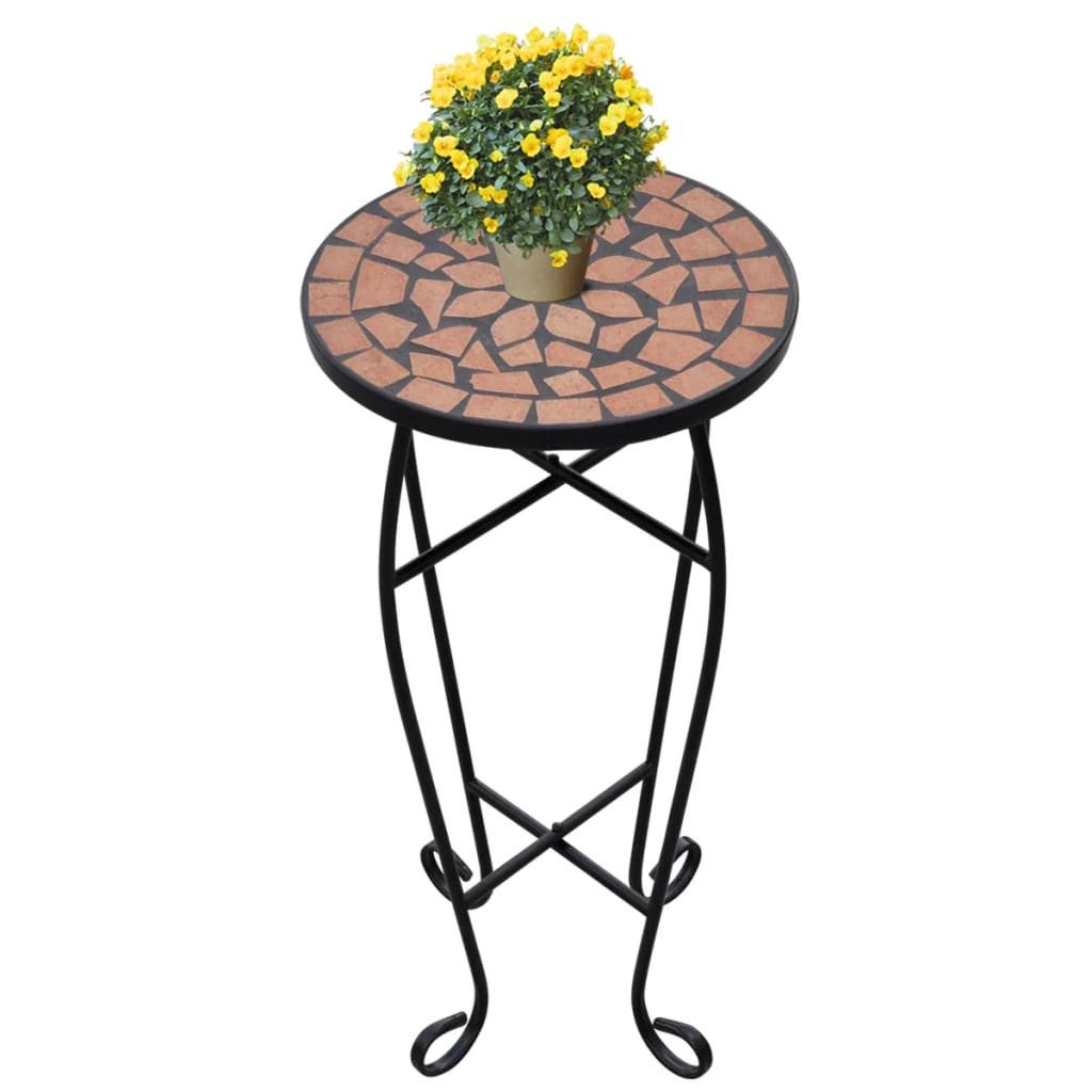 furnicato Beistelltisch Mosaik-Tisch 30x60 cm Terrakotta-Schwarz (1-St), Pflegeleichter Outdoor-Tisch mit Keramikplatte für deinen Balkon